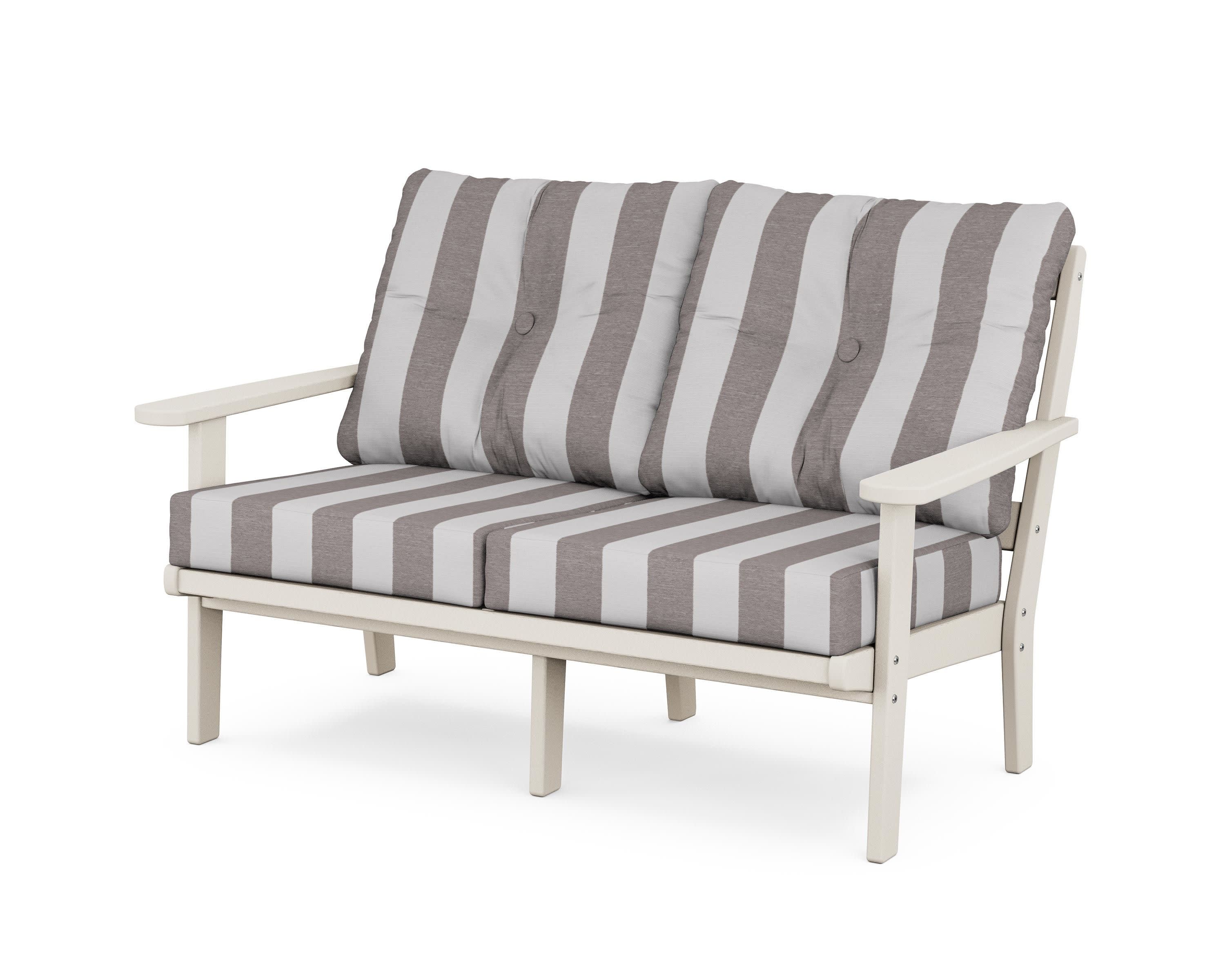 Mission Deep SeatingLoveseat in Sand / Cabana Stripe Grey Mist