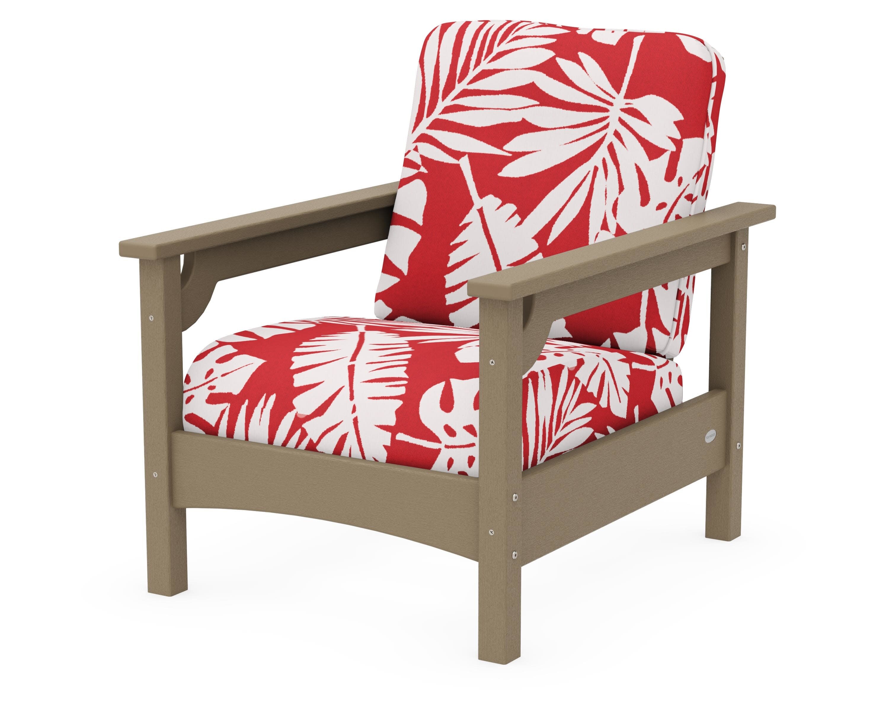 Club Chair in Vintage Sahara / Leaf Crimson