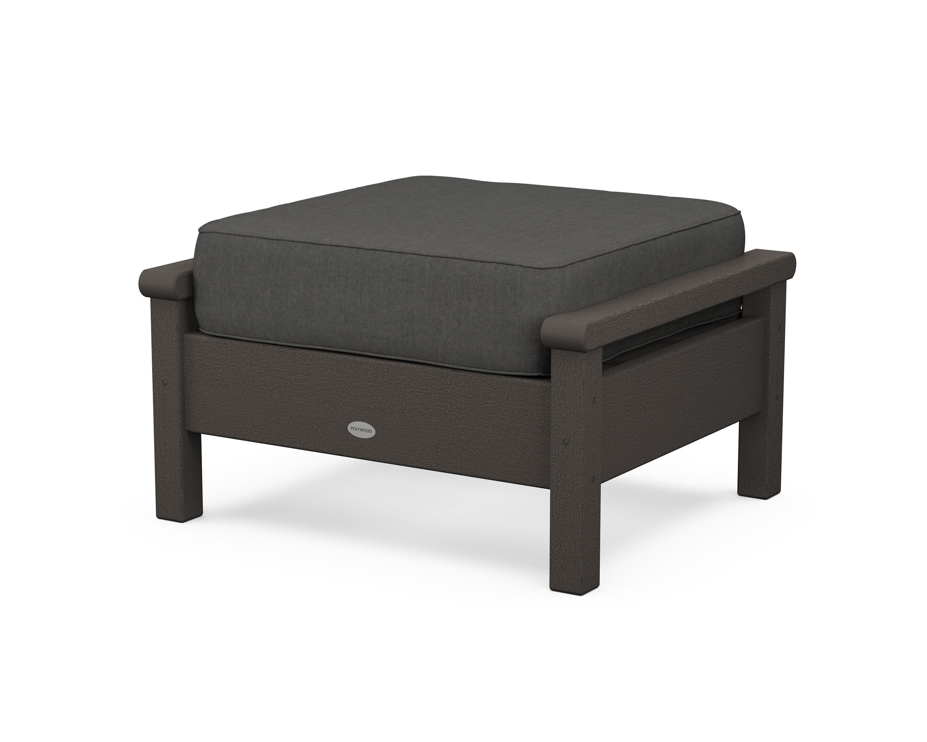 Harbour Deep Seating Ottoman in Vintage Coffee / Spectrum Carbon