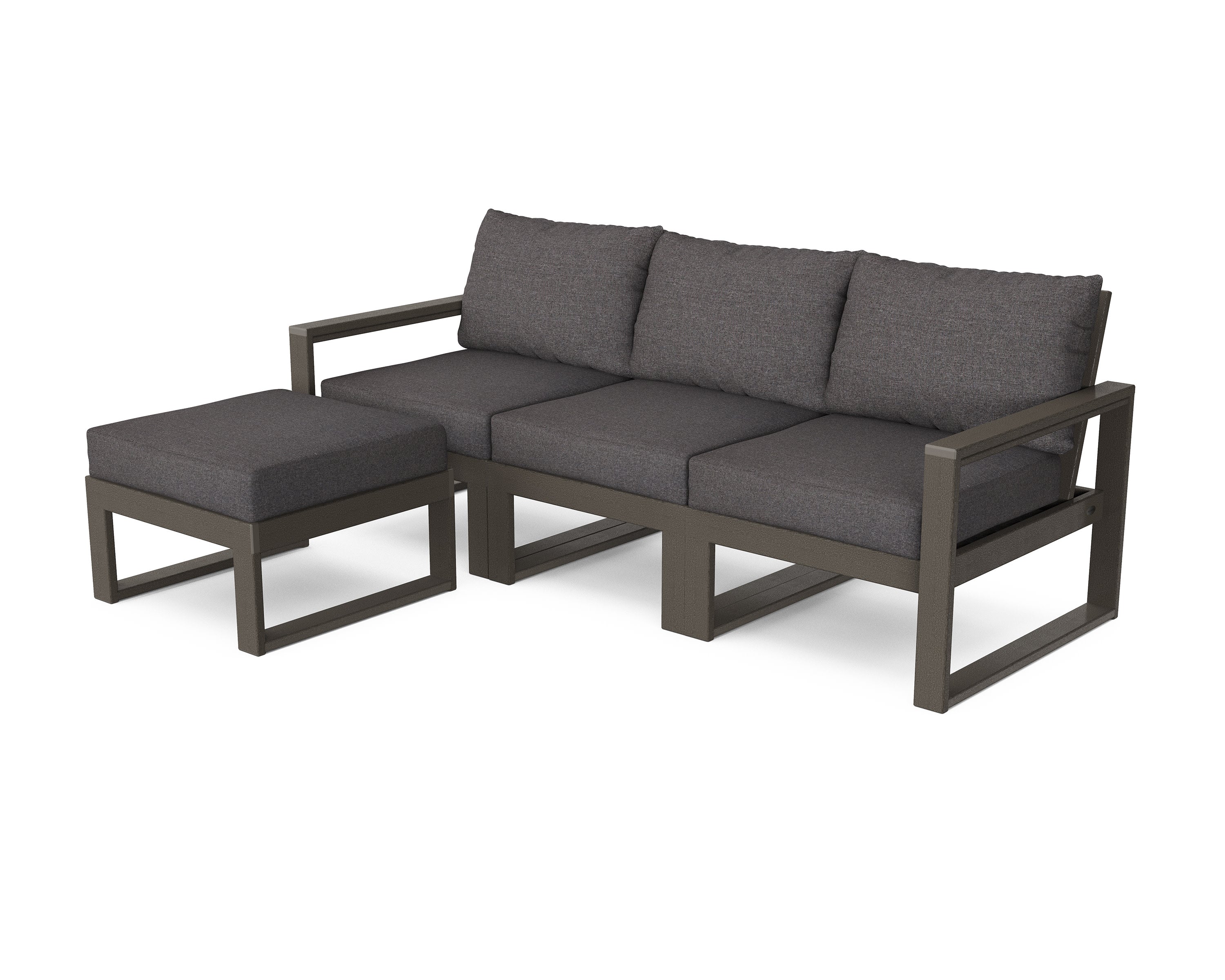 EDGE 4-Piece Modular Deep Seating Set with Ottoman in Vintage Coffee / Ash Charcoal