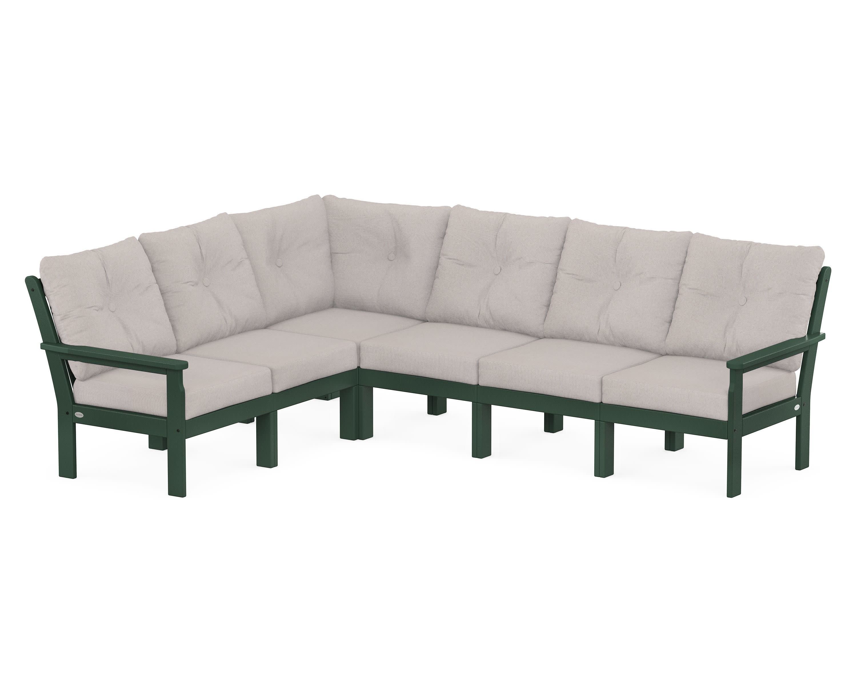 Vineyard 6-Piece Sectional in Green / Dune Burlap