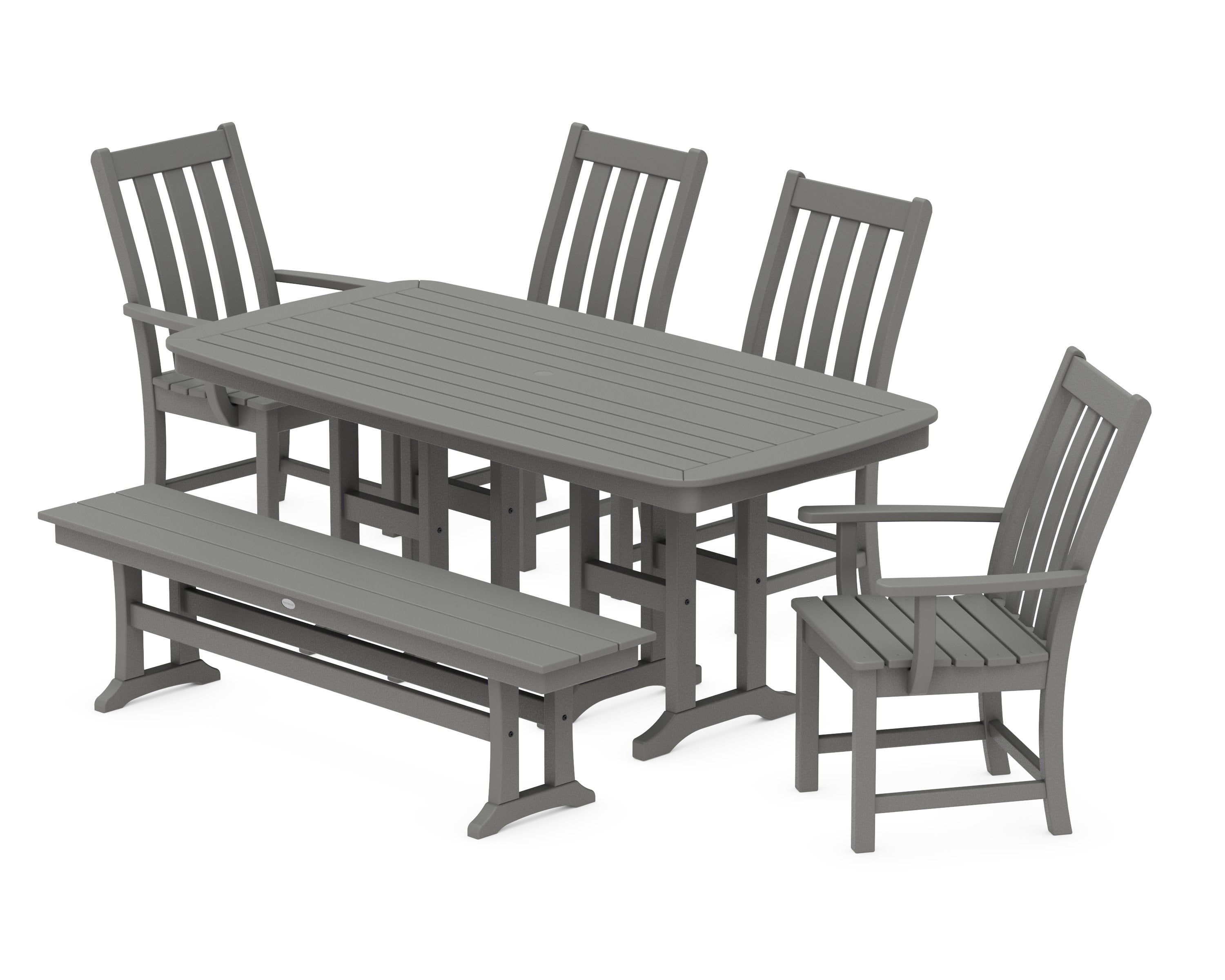 Vineyard 6-Piece Dining Set with Bench in Slate Grey