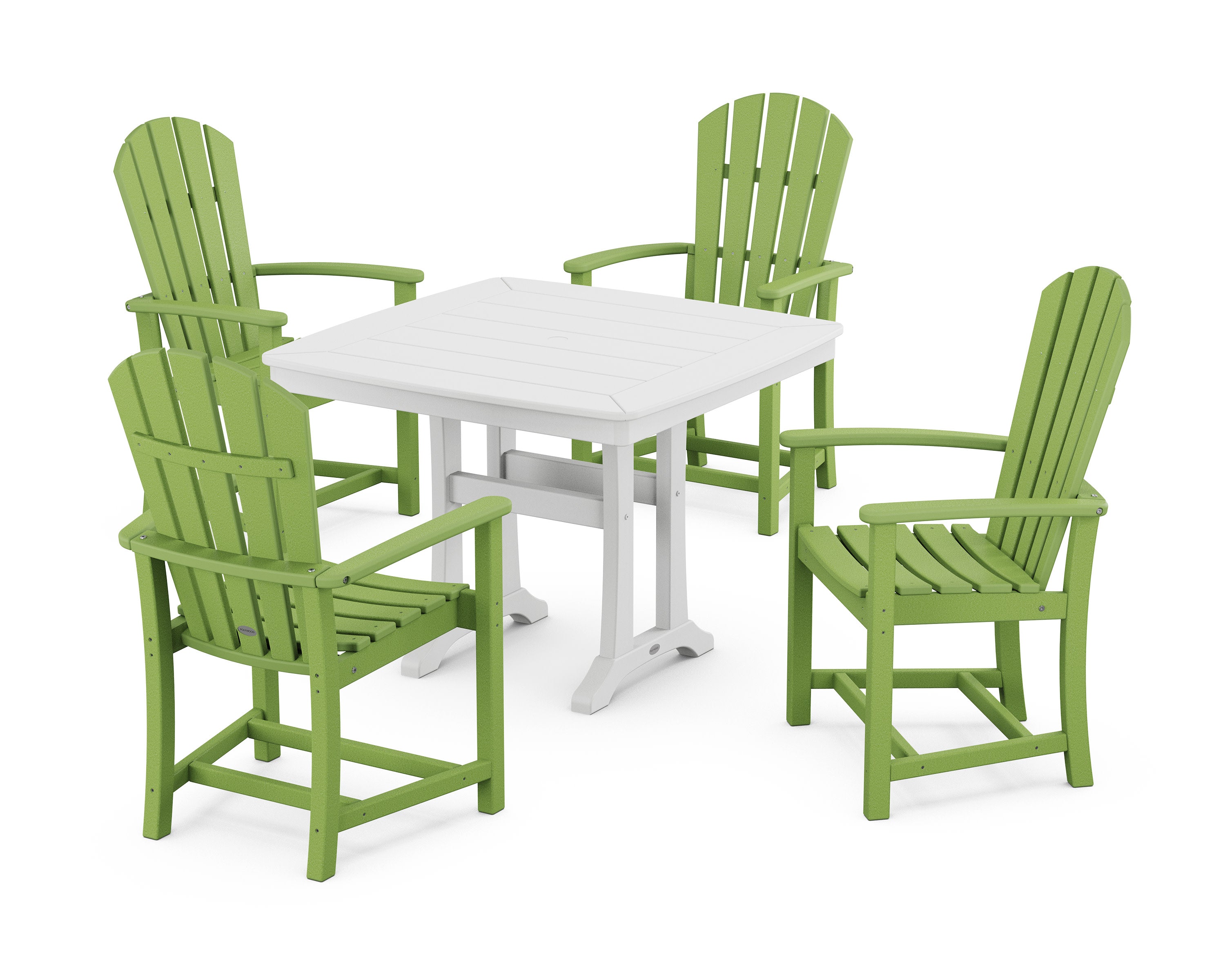 Palm Coast 5-Piece Dining Set with Trestle Legs in Lime / White