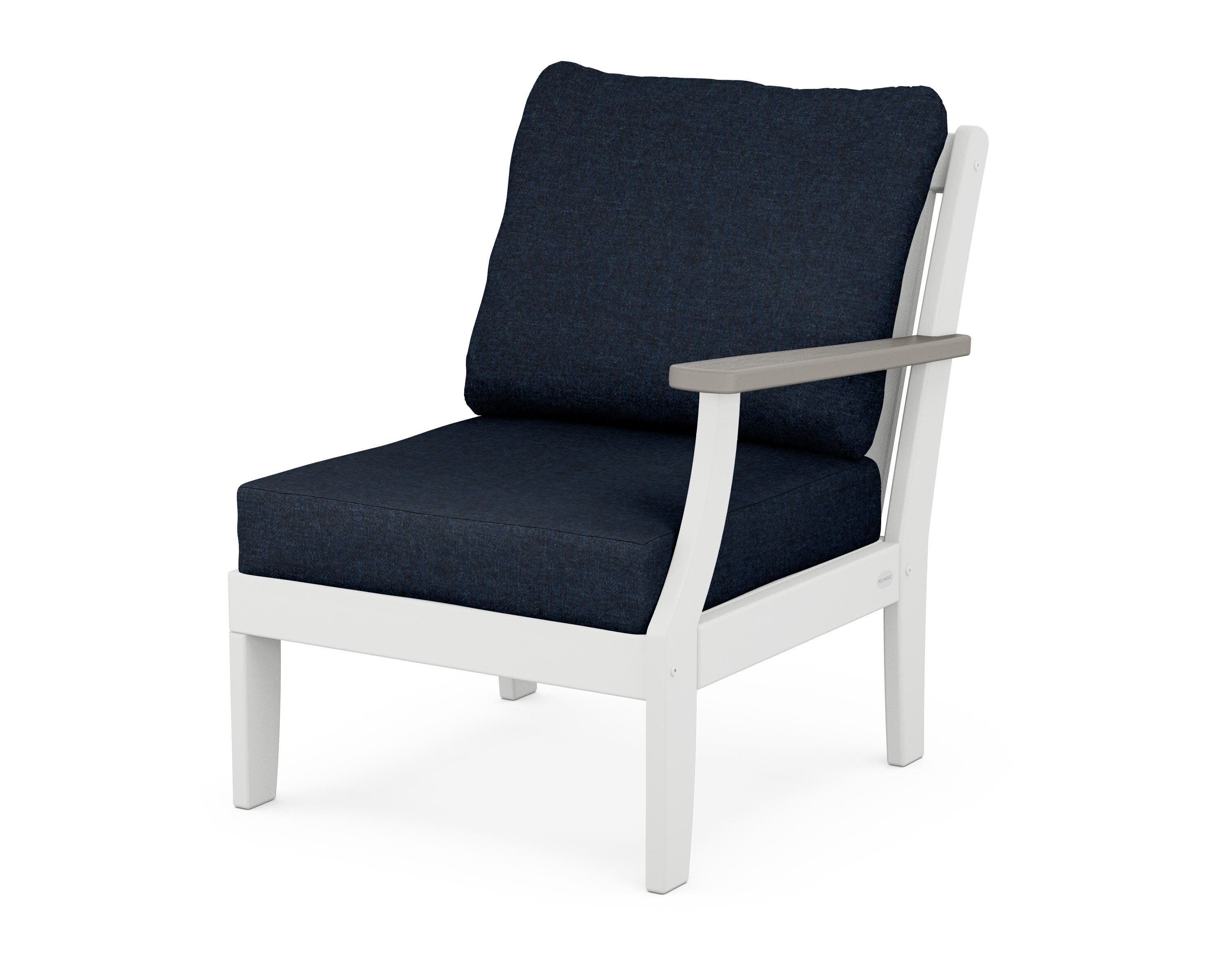 Braxton Modular Right Arm Chair in White / Driftwood / Marine Indigo