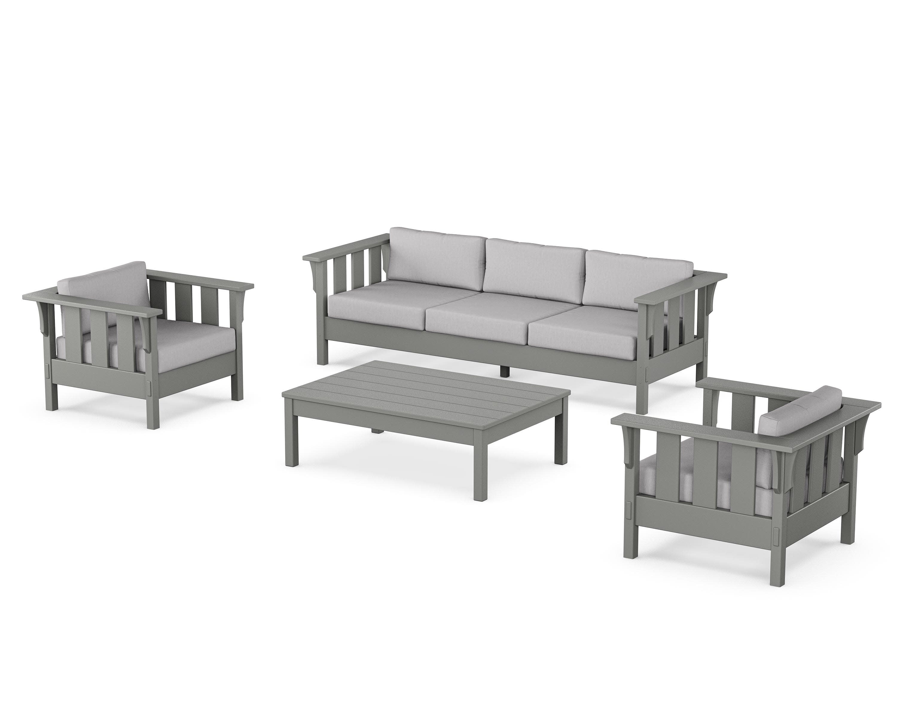 Acadia 4-Piece Deep Seating Set with Sofa in Slate Grey / Granite