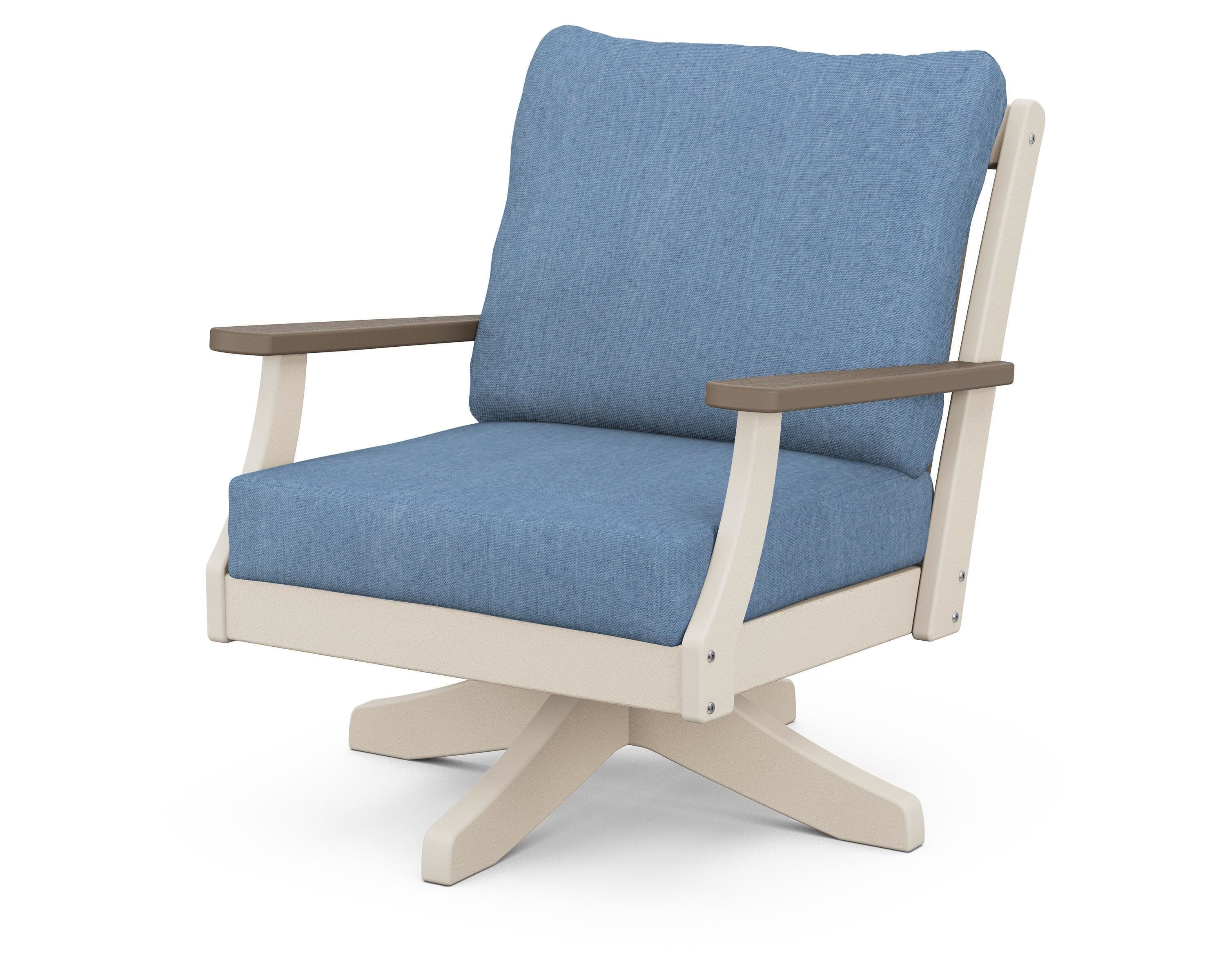 Braxton Deep Seating Swivel Chair in Sand / Kona / Sky Blue