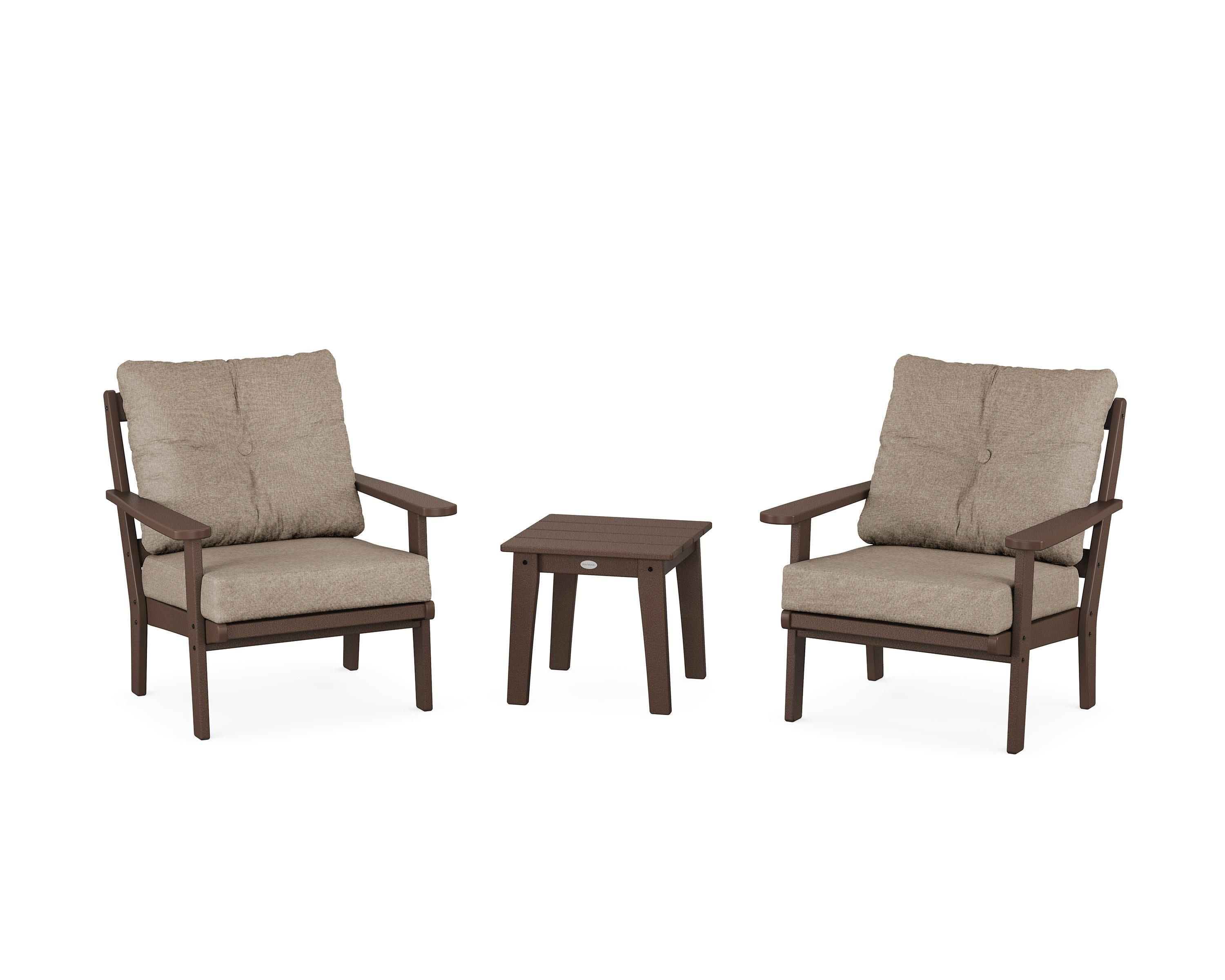 Mission 3-Piece Deep Seating Set in Mahogany / Spiced Burlap