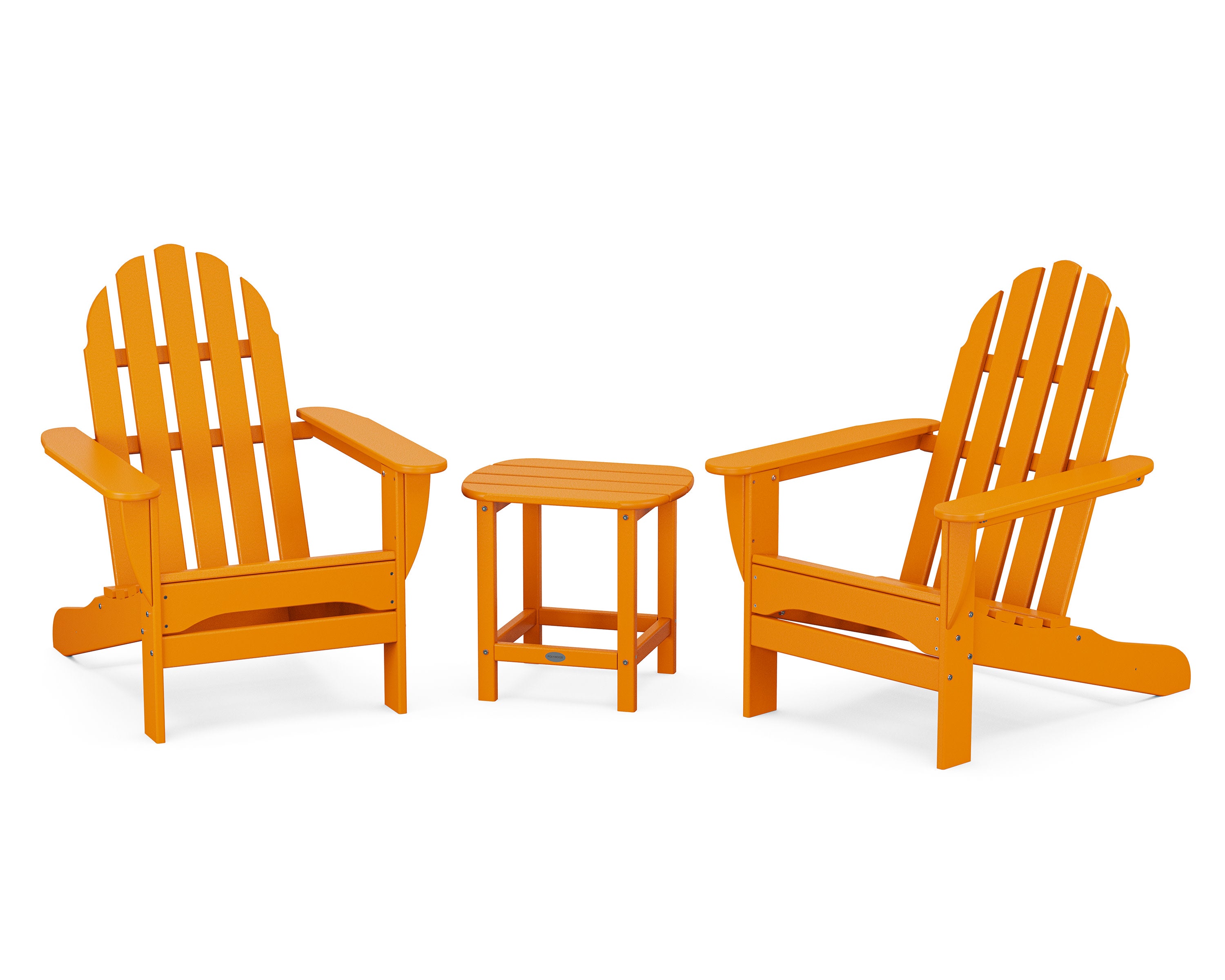 Classic Adirondack 3-Piece Set with South Beach 18" Side Table in Tangerine