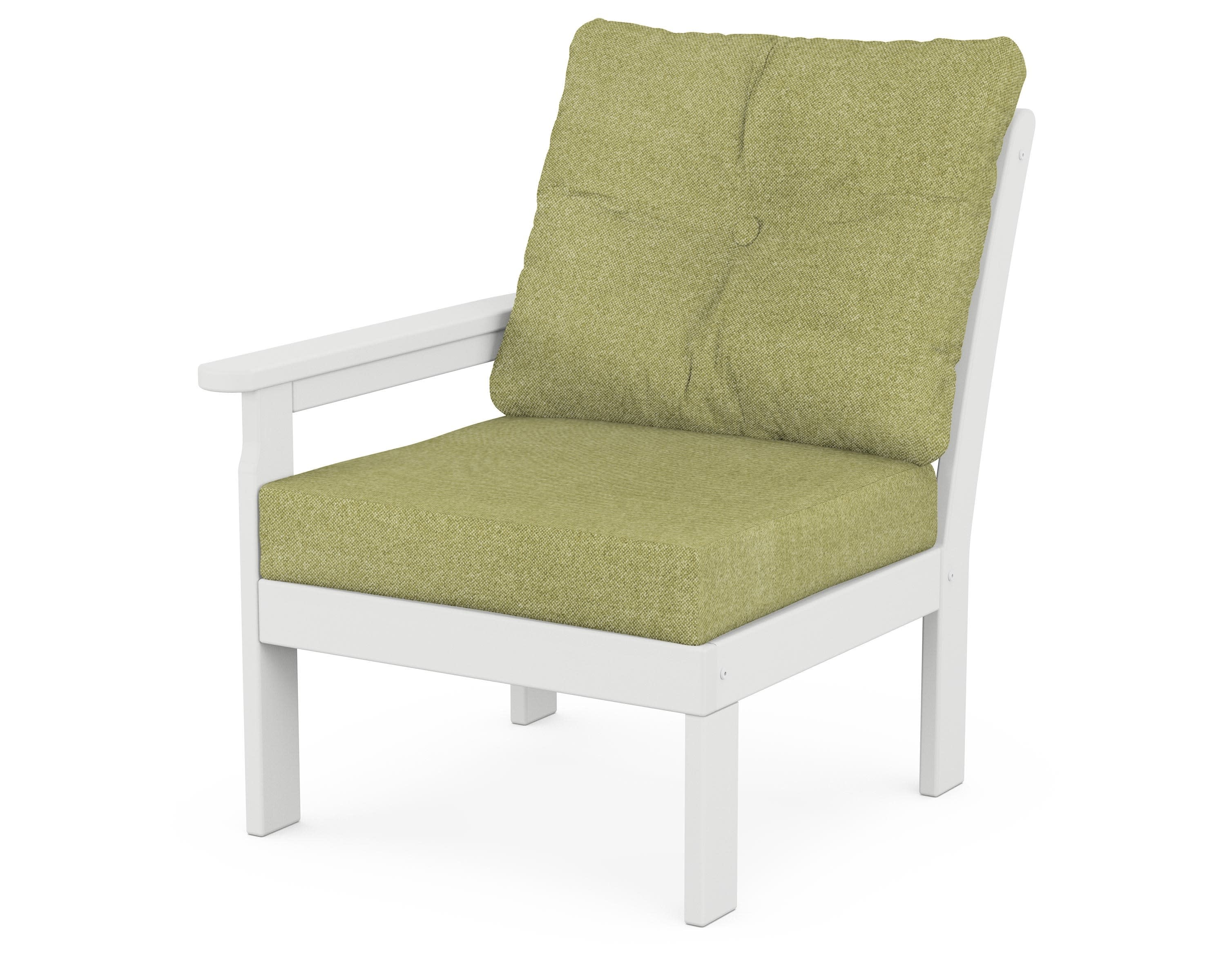 Vineyard Modular Left Arm Chair in White / Chartreuse Boucle