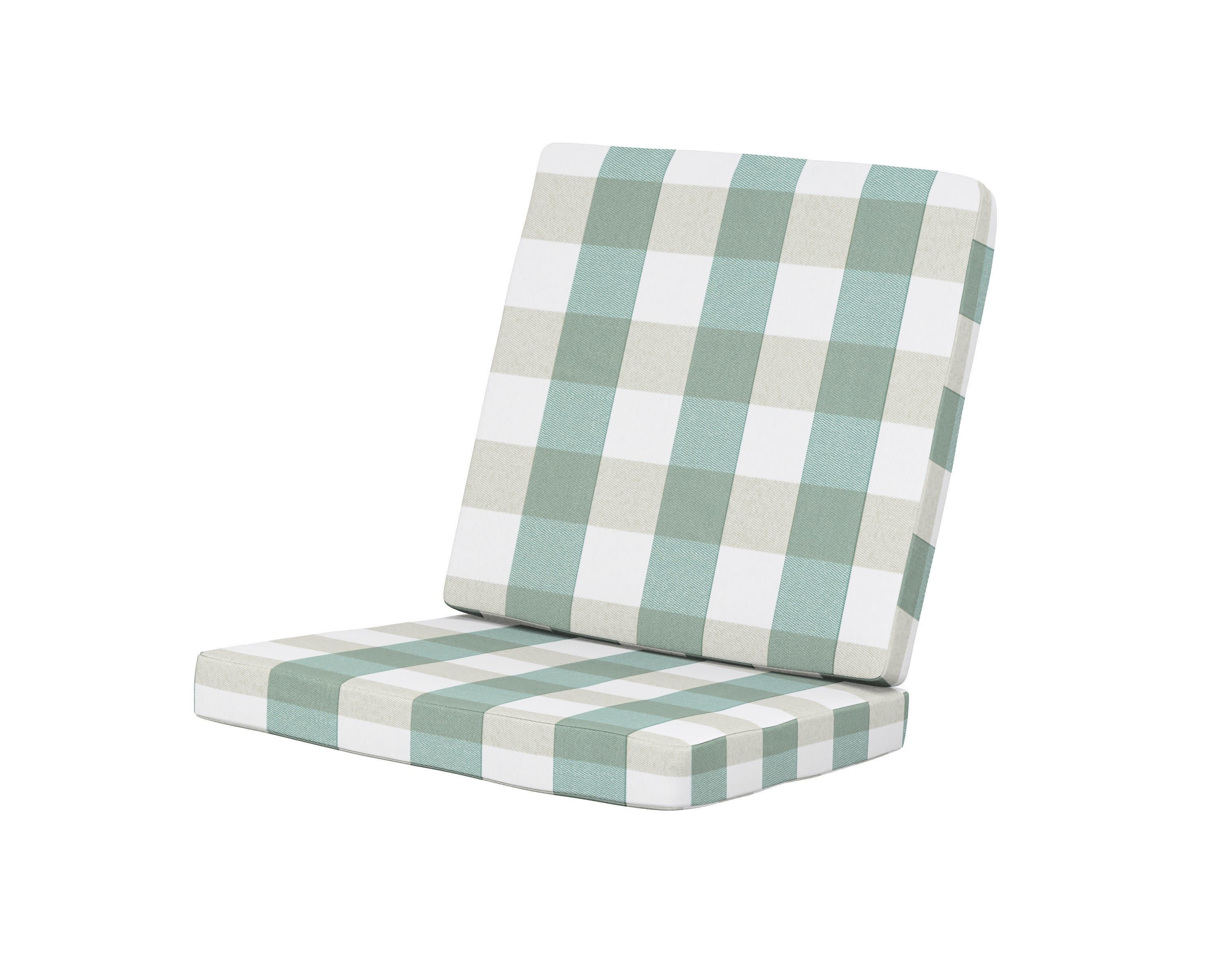 Modern Chair Cushion in Buffalo Plaid Glacier Spa