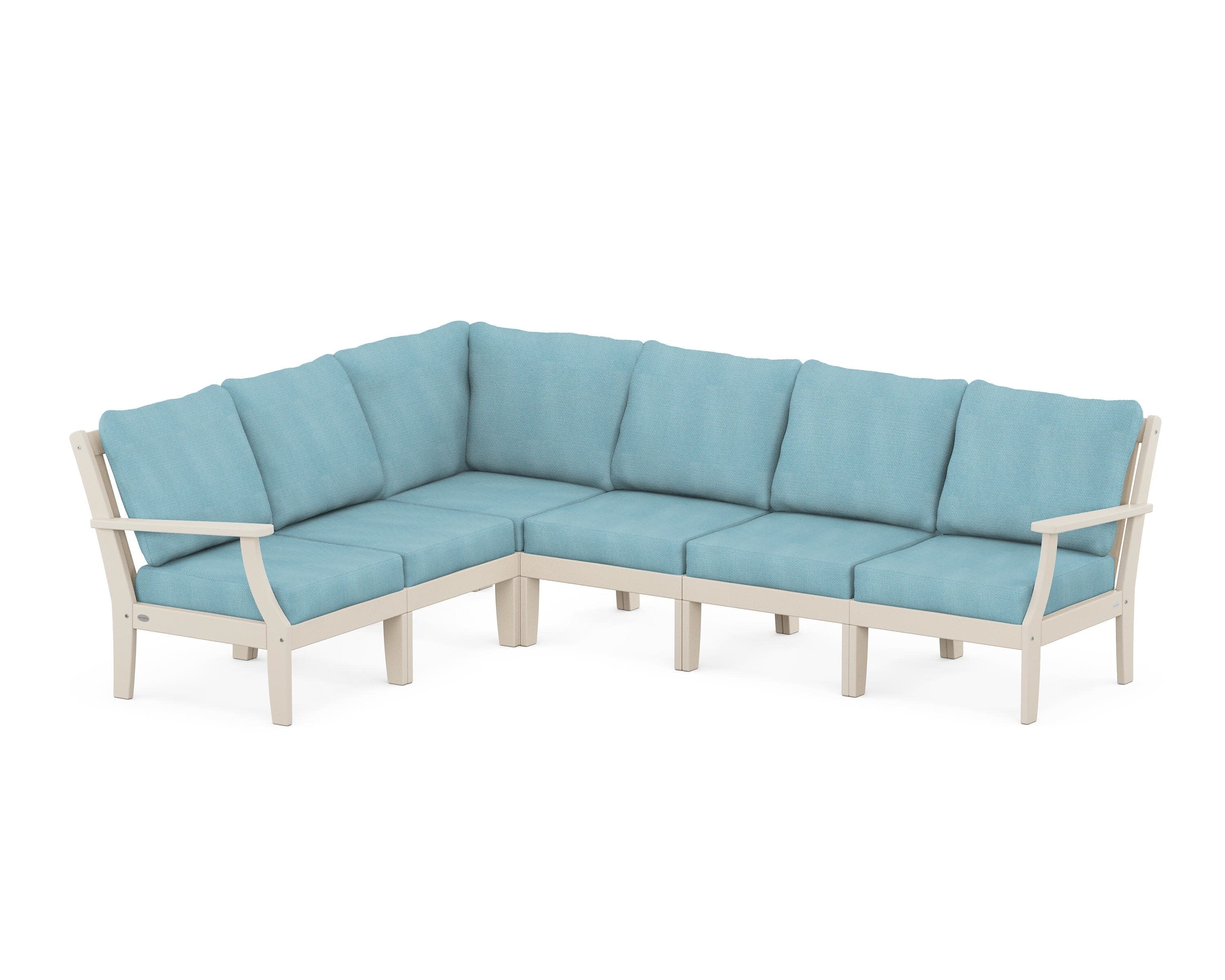 Braxton Modular 6-Piece Deep Seating Set in Sand / Lattice Sky Blue