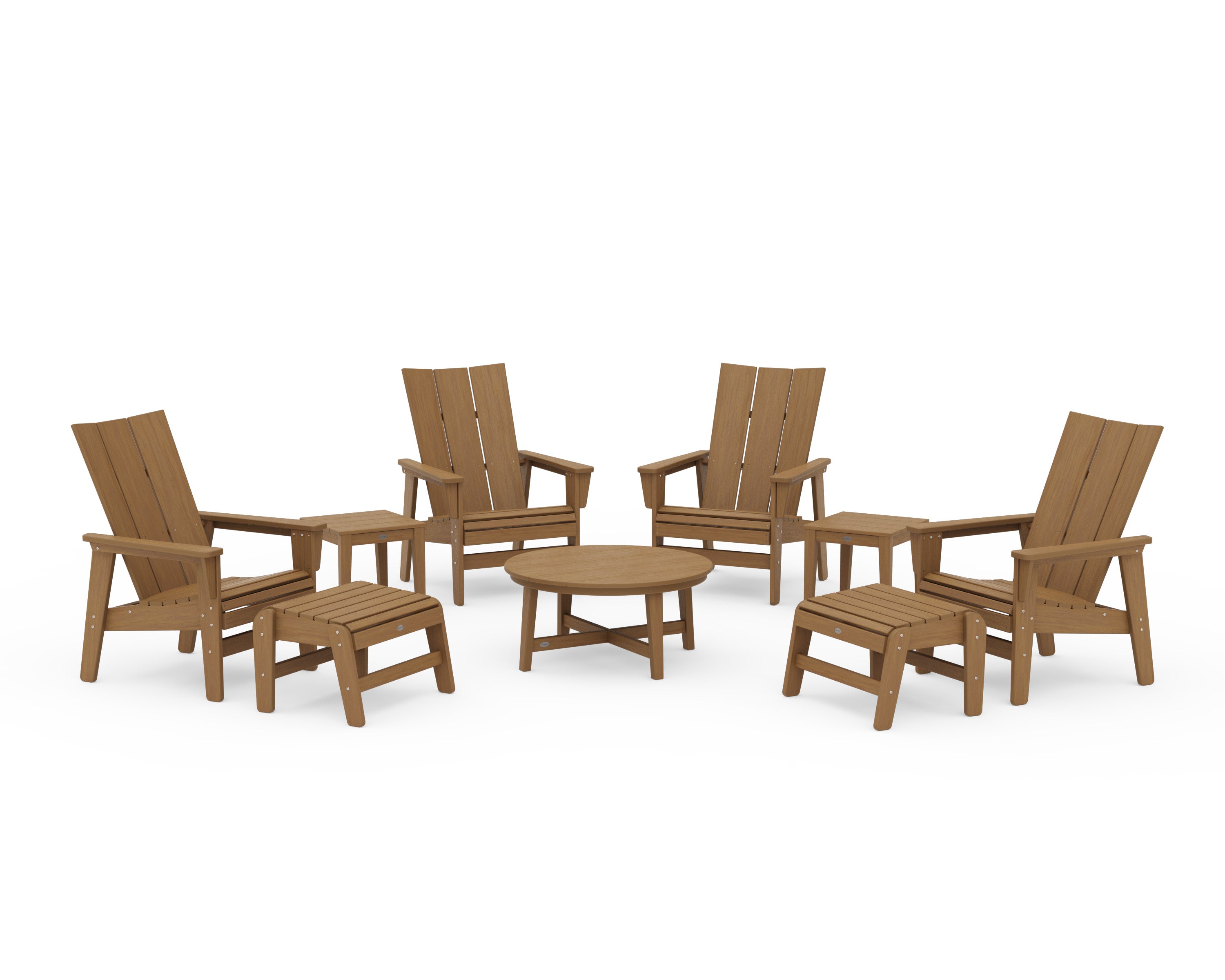 Modern Grand Upright Adirondack 9-Piece Conversation Set in Natural