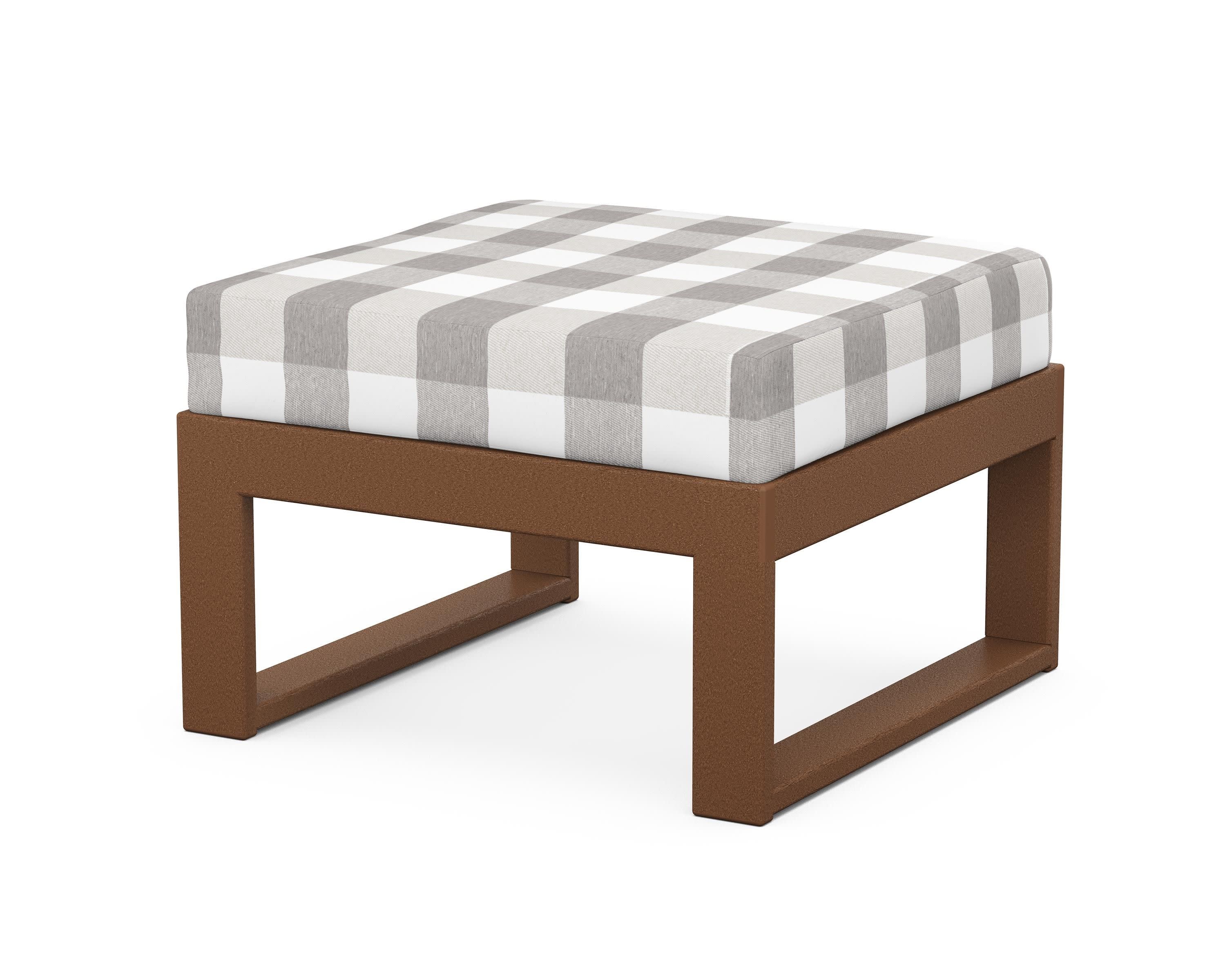 Modular Ottoman - Modern in Teak / Buffalo Plaid Grey Mist