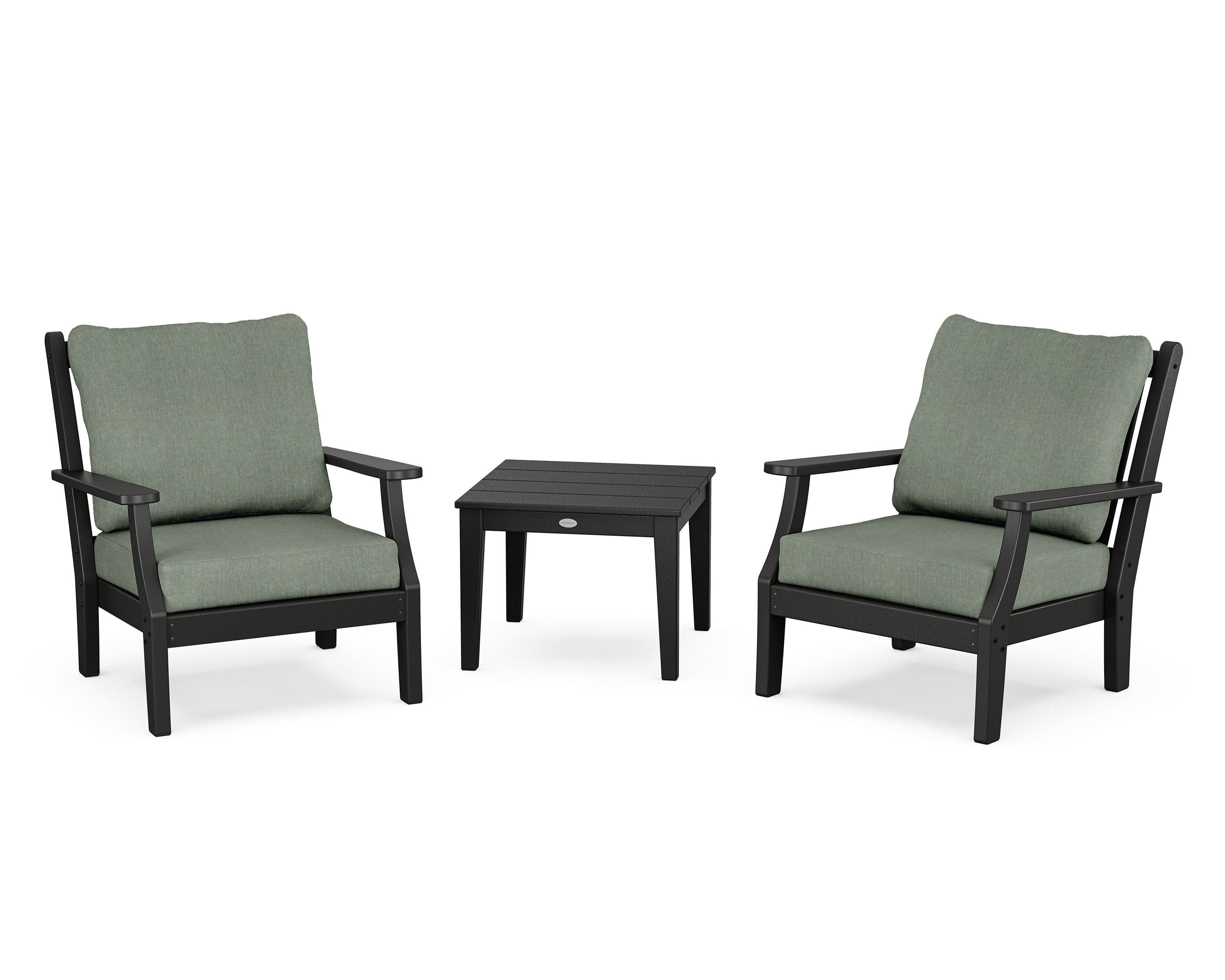 Wovendale 3-Piece Deep Seating Set in Black / Cast Sage
