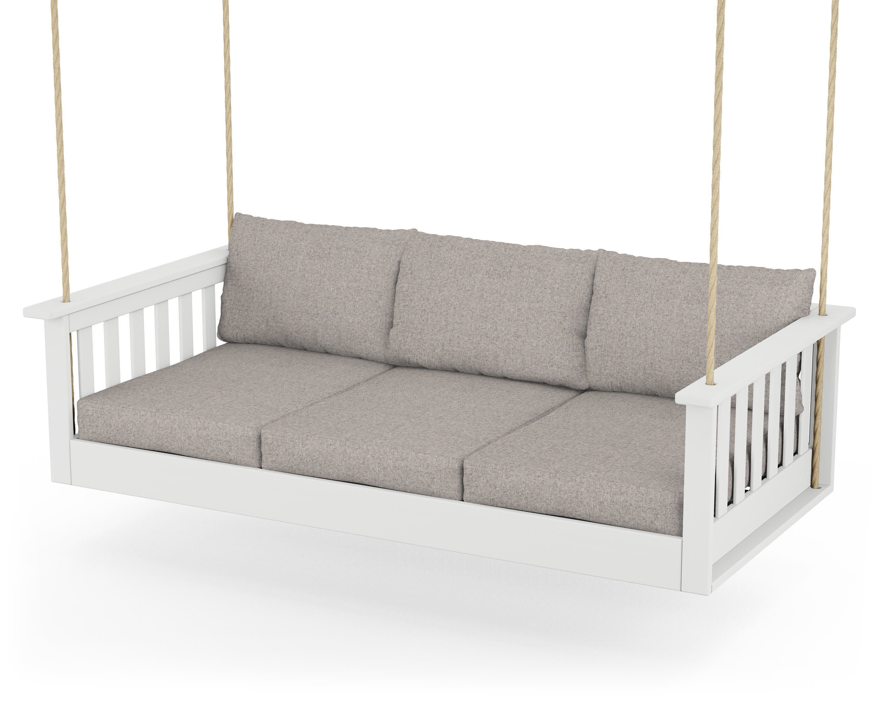 Vineyard Daybed Swing in White / Weathered Tweed