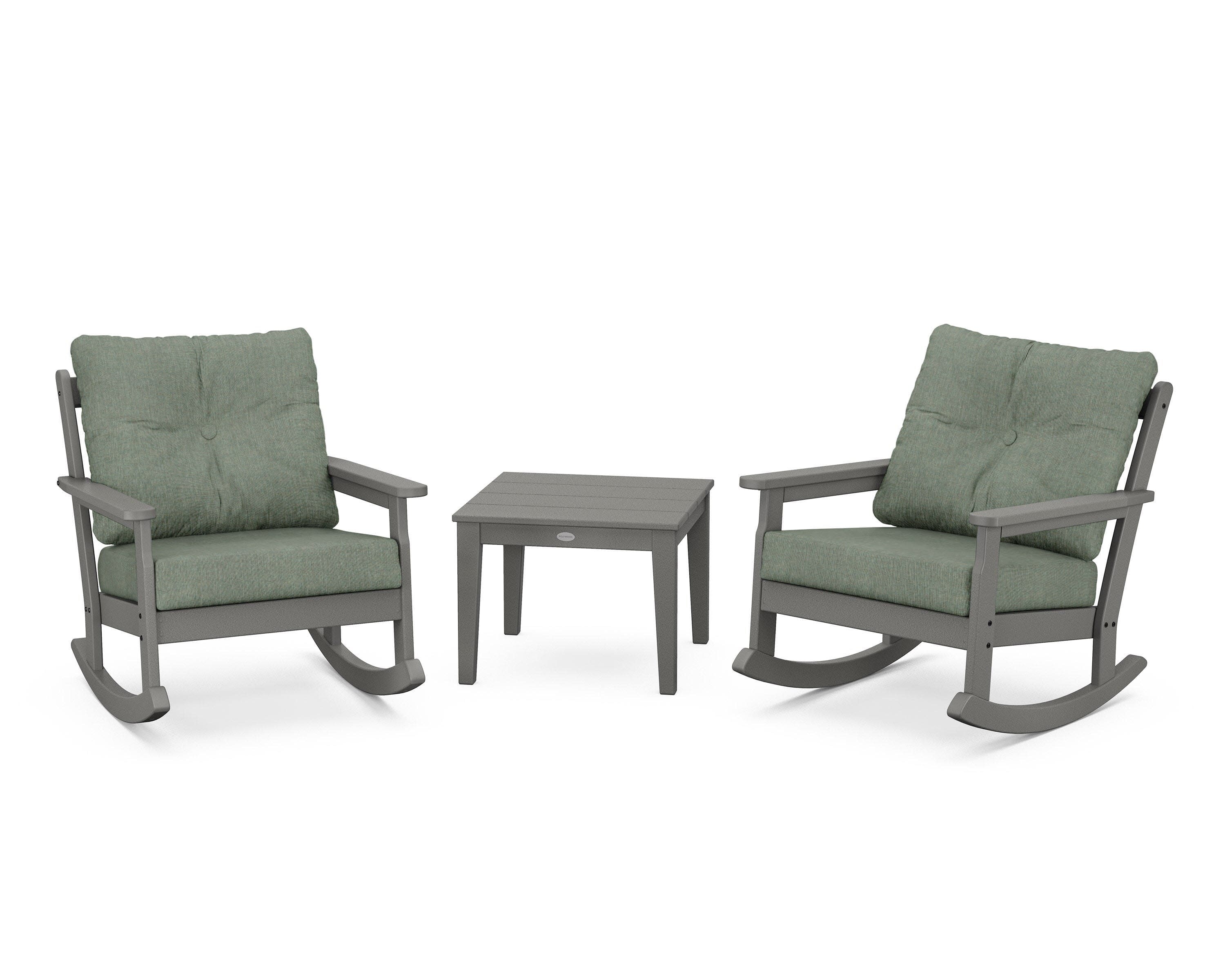 Vineyard 3-Piece Deep Seating Rocker Set in Slate Grey / Cast Sage