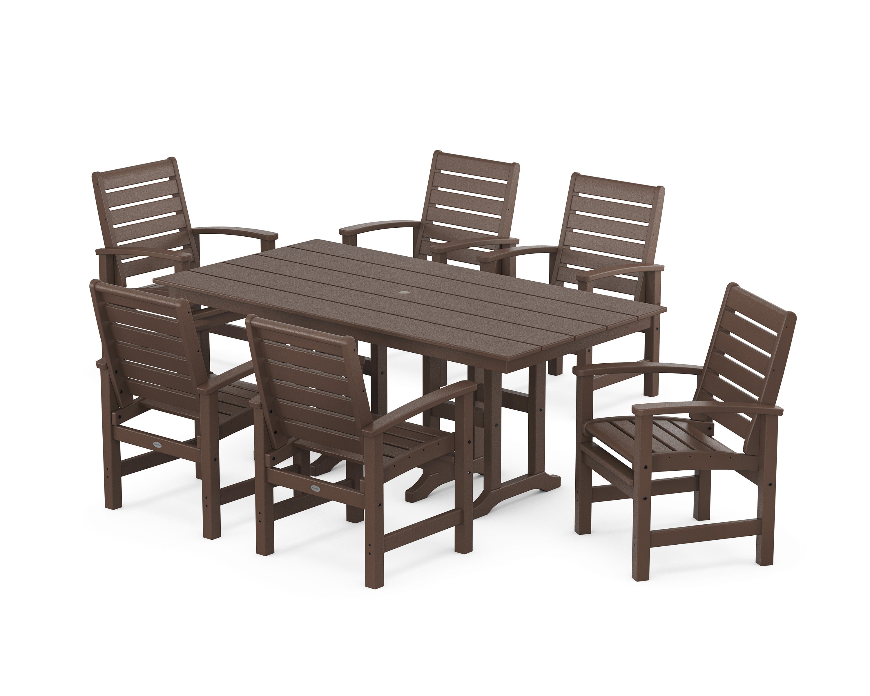 Signature 7-Piece Farmhouse Dining Set in Mahogany