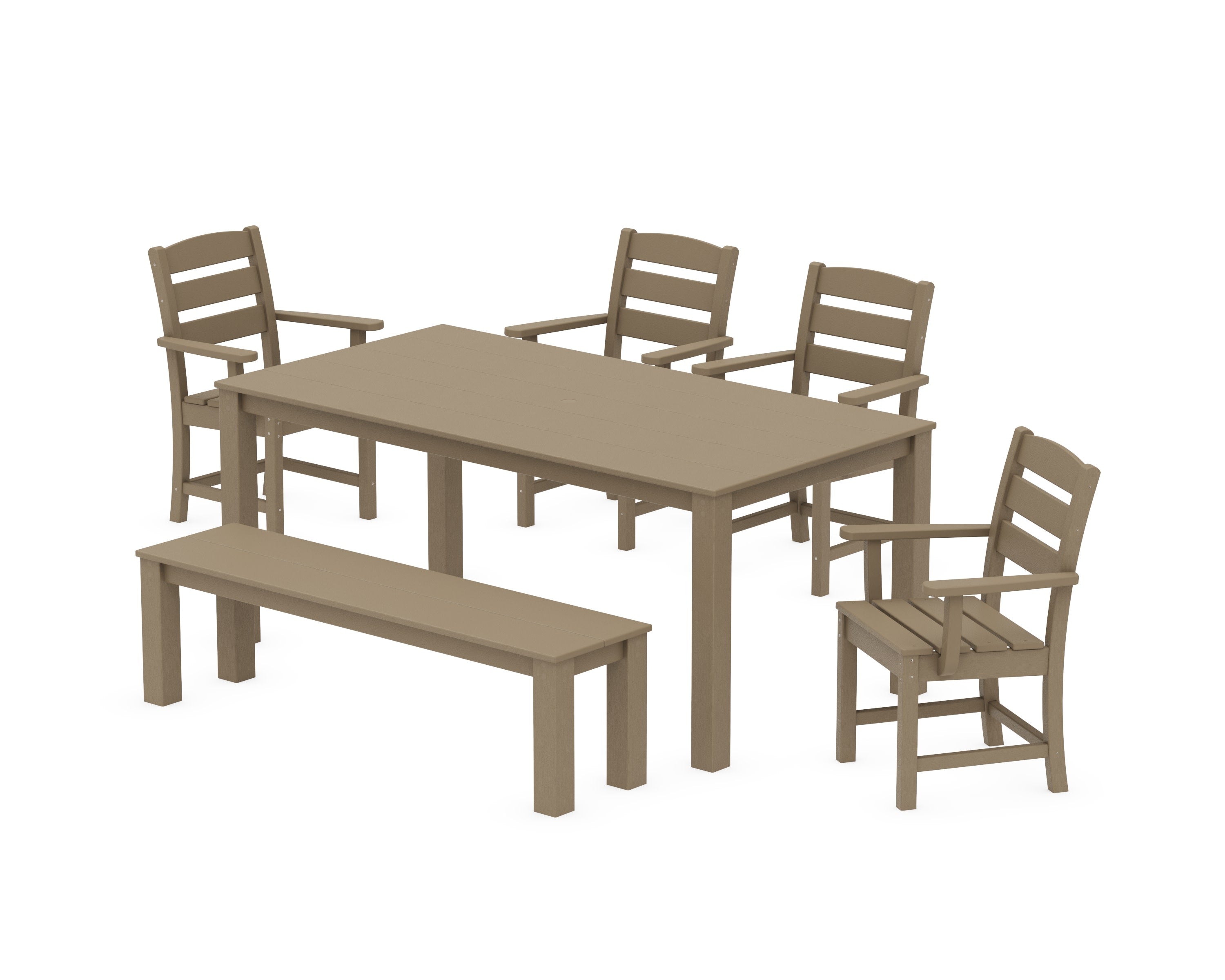 Lakeside 6-Piece Parsons Dining Set with Bench in Vintage Sahara