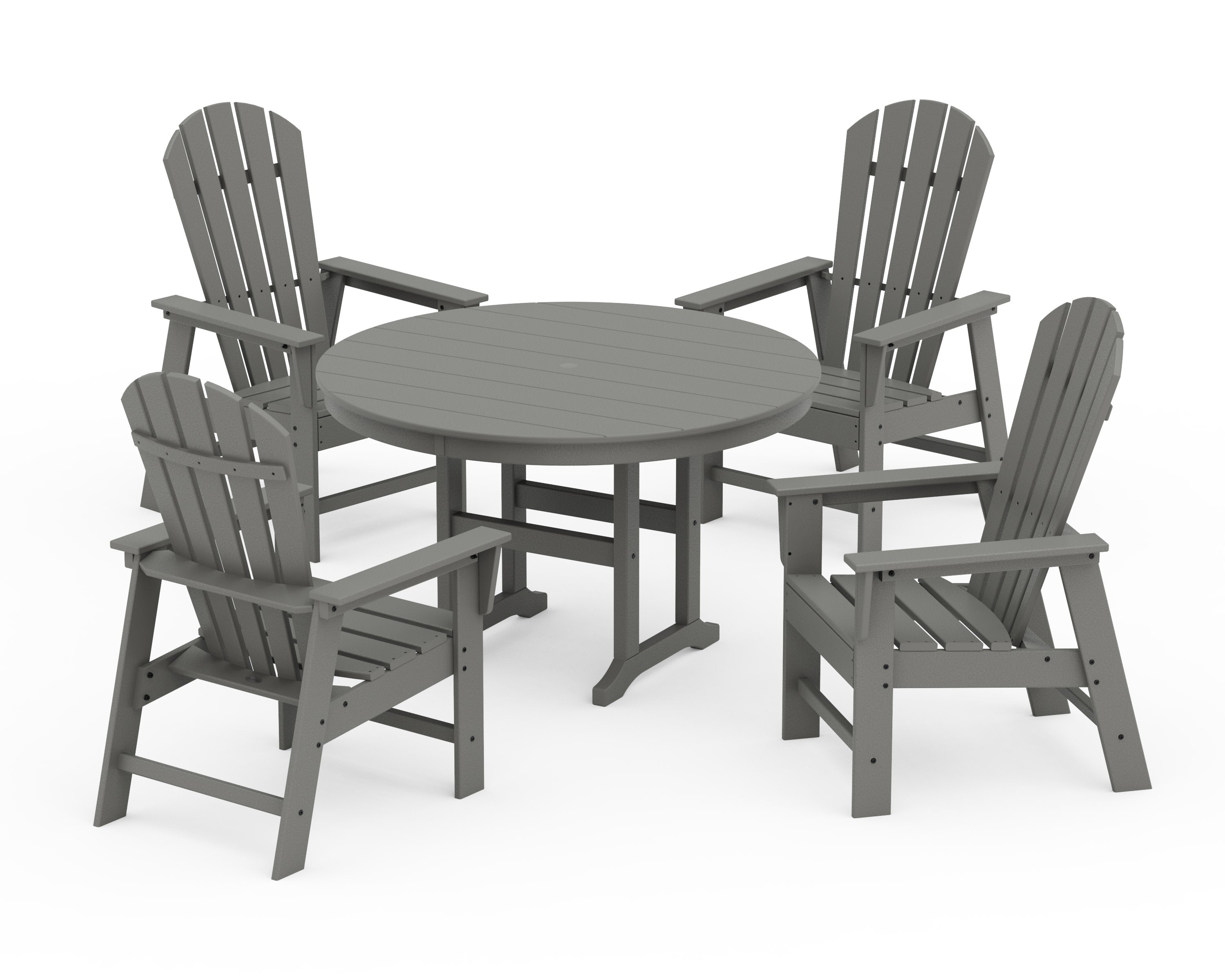 South Beach 5-Piece Round Farmhouse Dining Set in Slate Grey