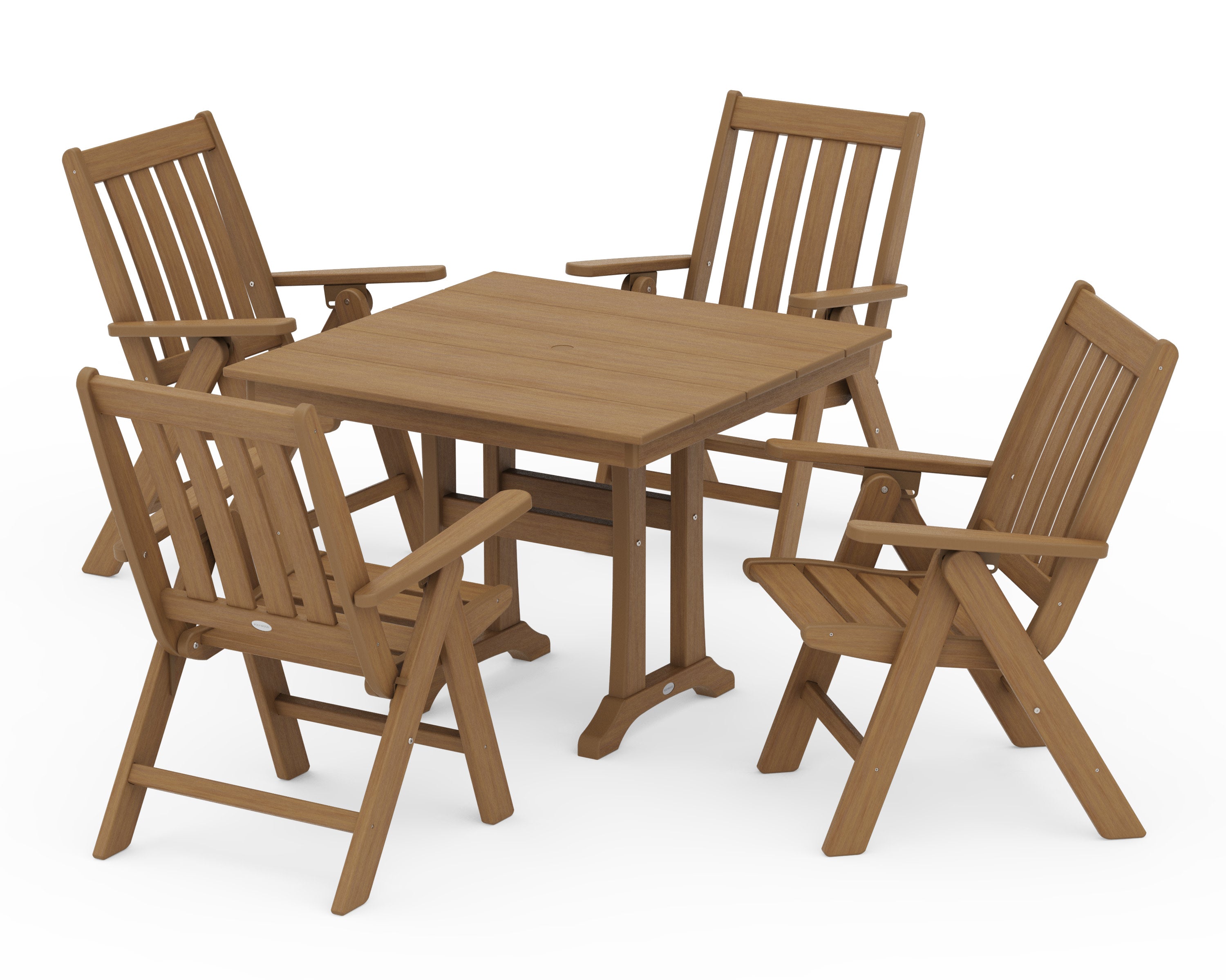 Vineyard Folding 5-Piece Farmhouse Dining Set With Trestle Legs in Natural