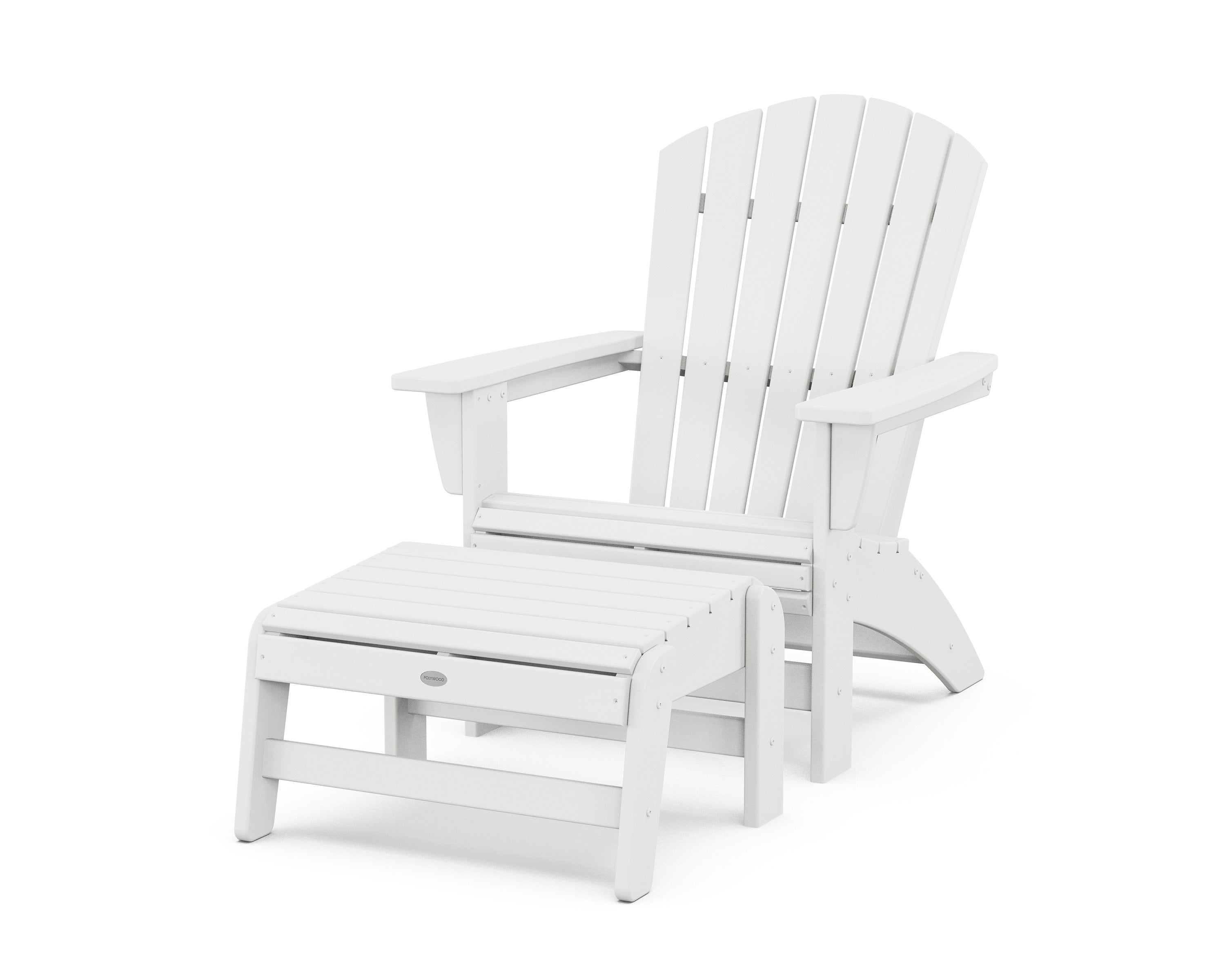 Nautical Grand Adirondack Chair with Ottoman in White