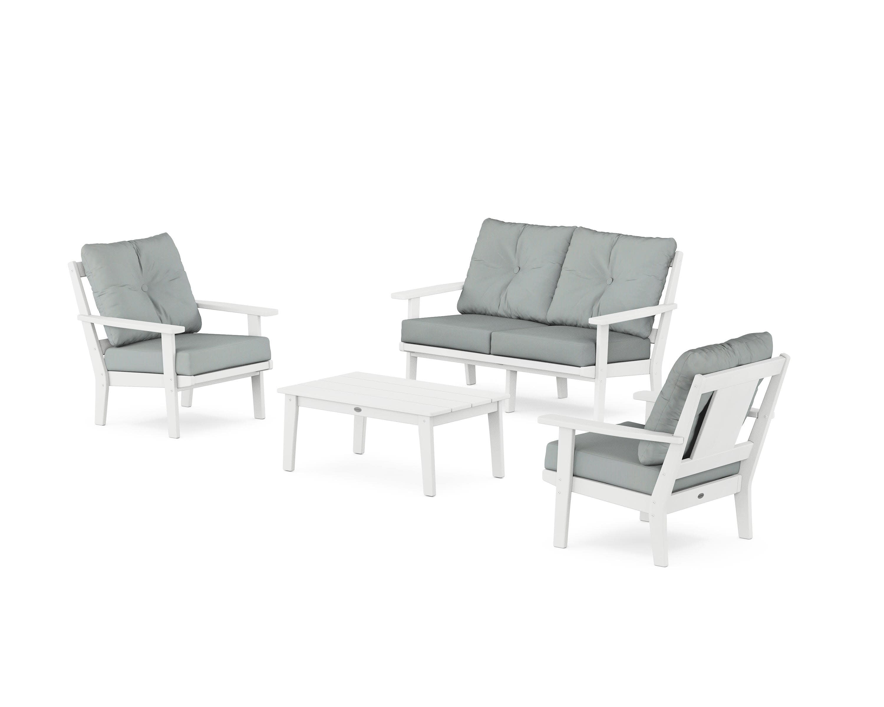 Prairie 4-Piece Deep Seating Set with Loveseat in White / Spa