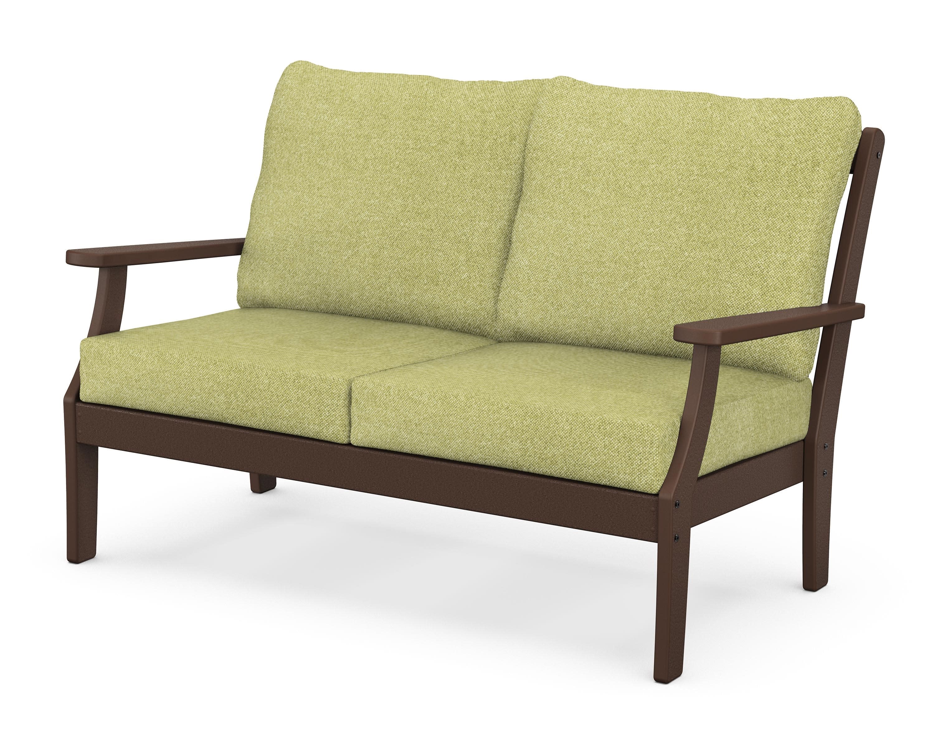 Braxton Deep Seating Loveseat in Mahogany / Chartreuse Boucle