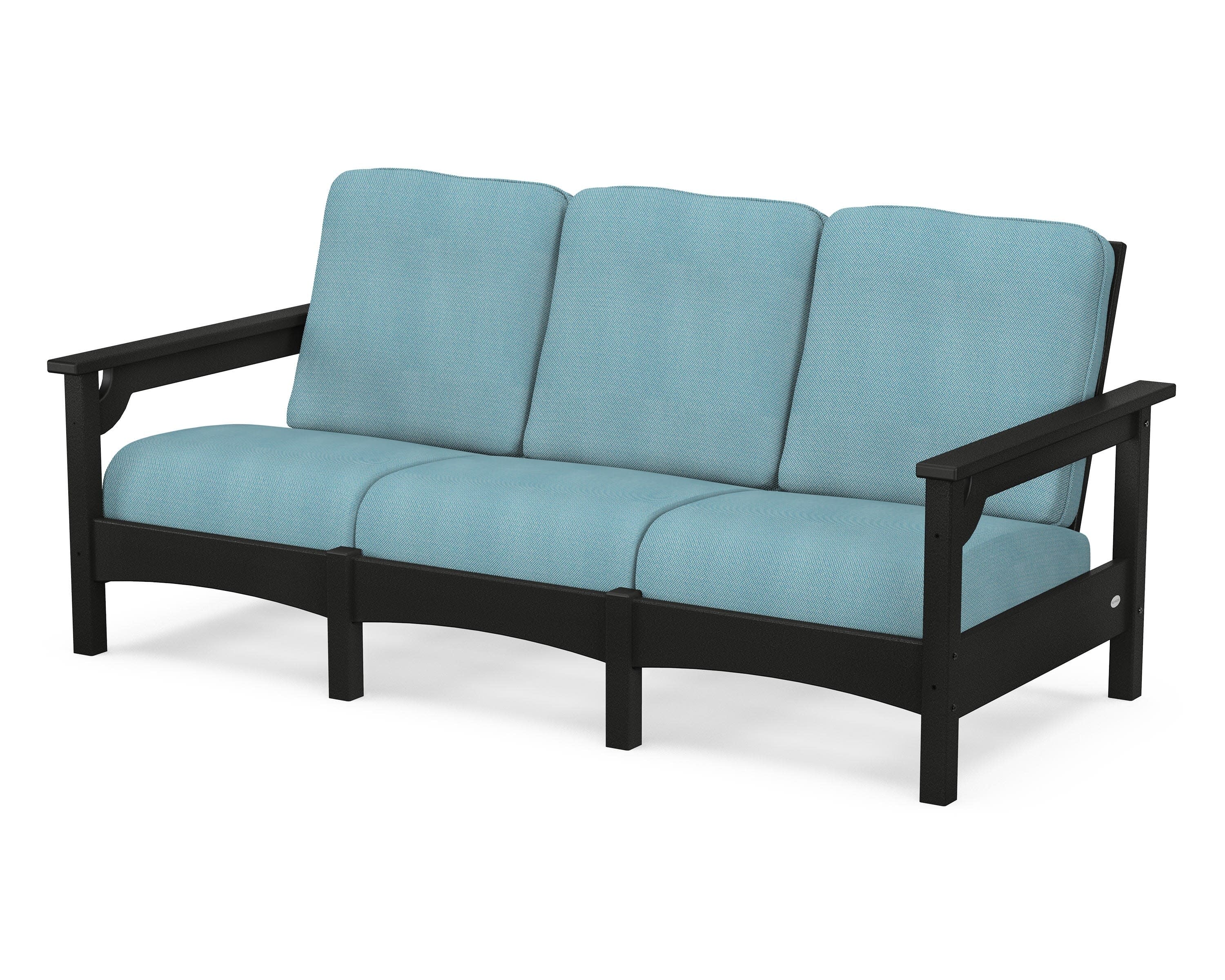 Club Sofa in Black / Lattice Sky Blue