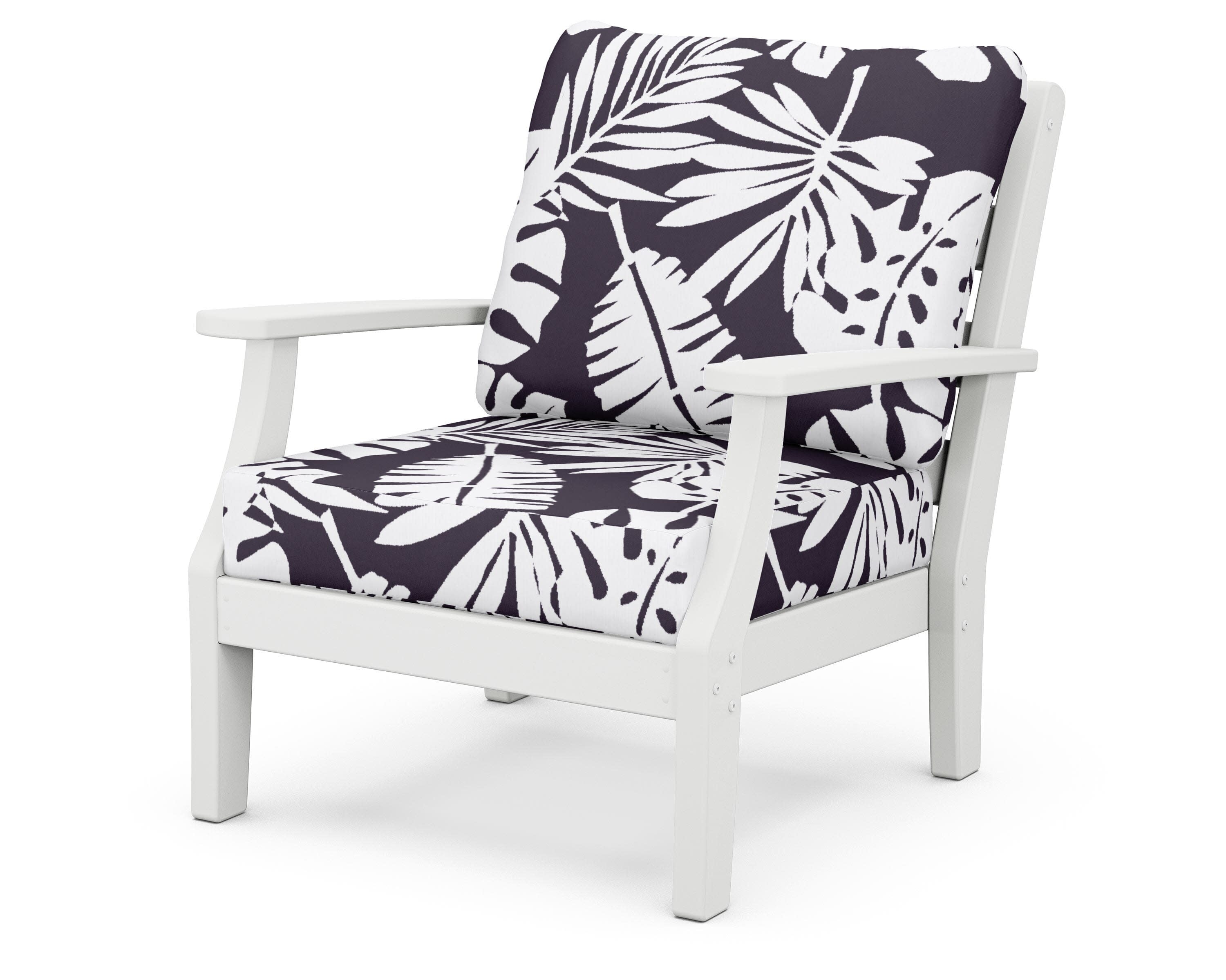 Chesapeake Deep Seating Chair in White / Leaf Navy