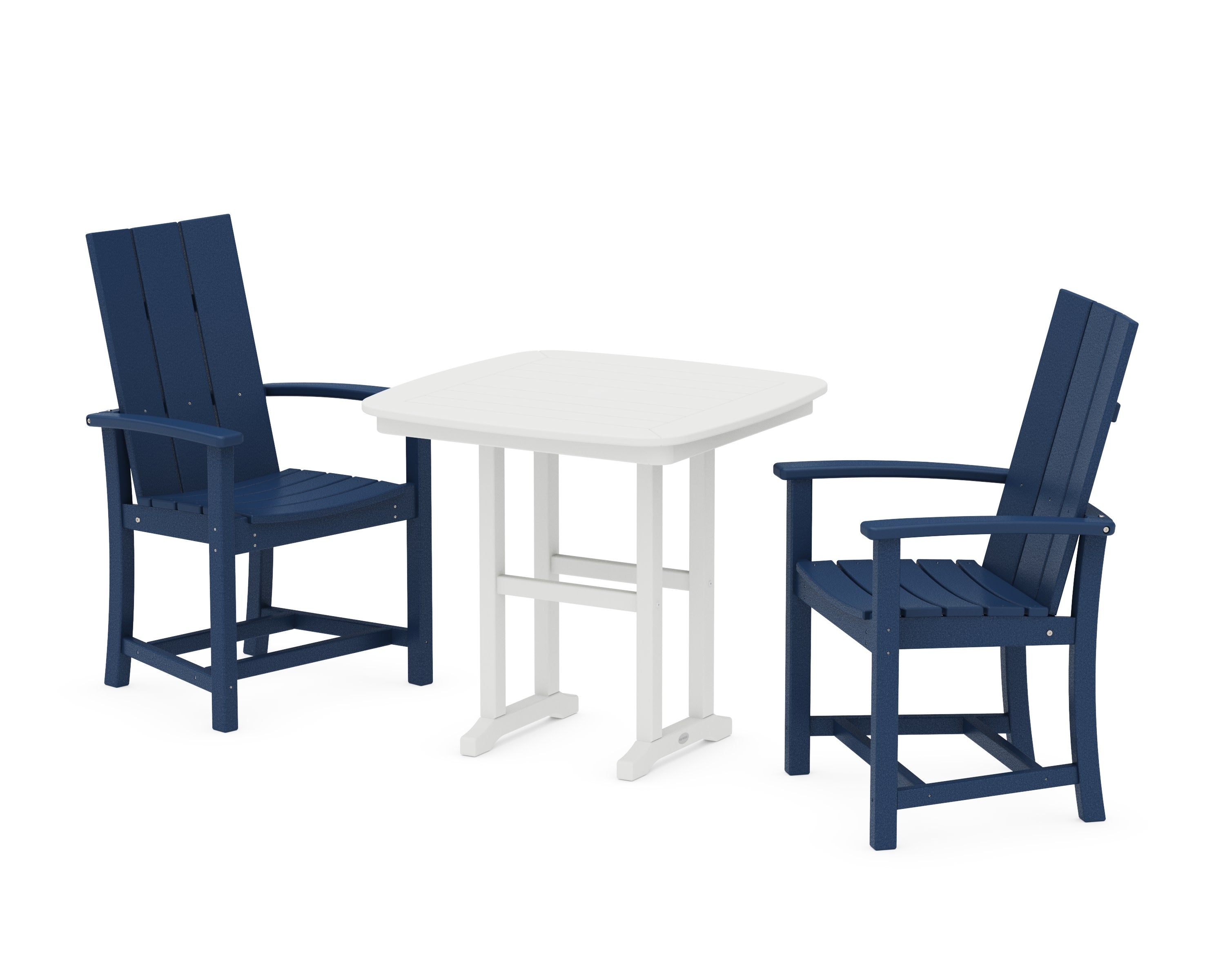 Modern Adirondack 3-Piece Dining Set in Navy / White