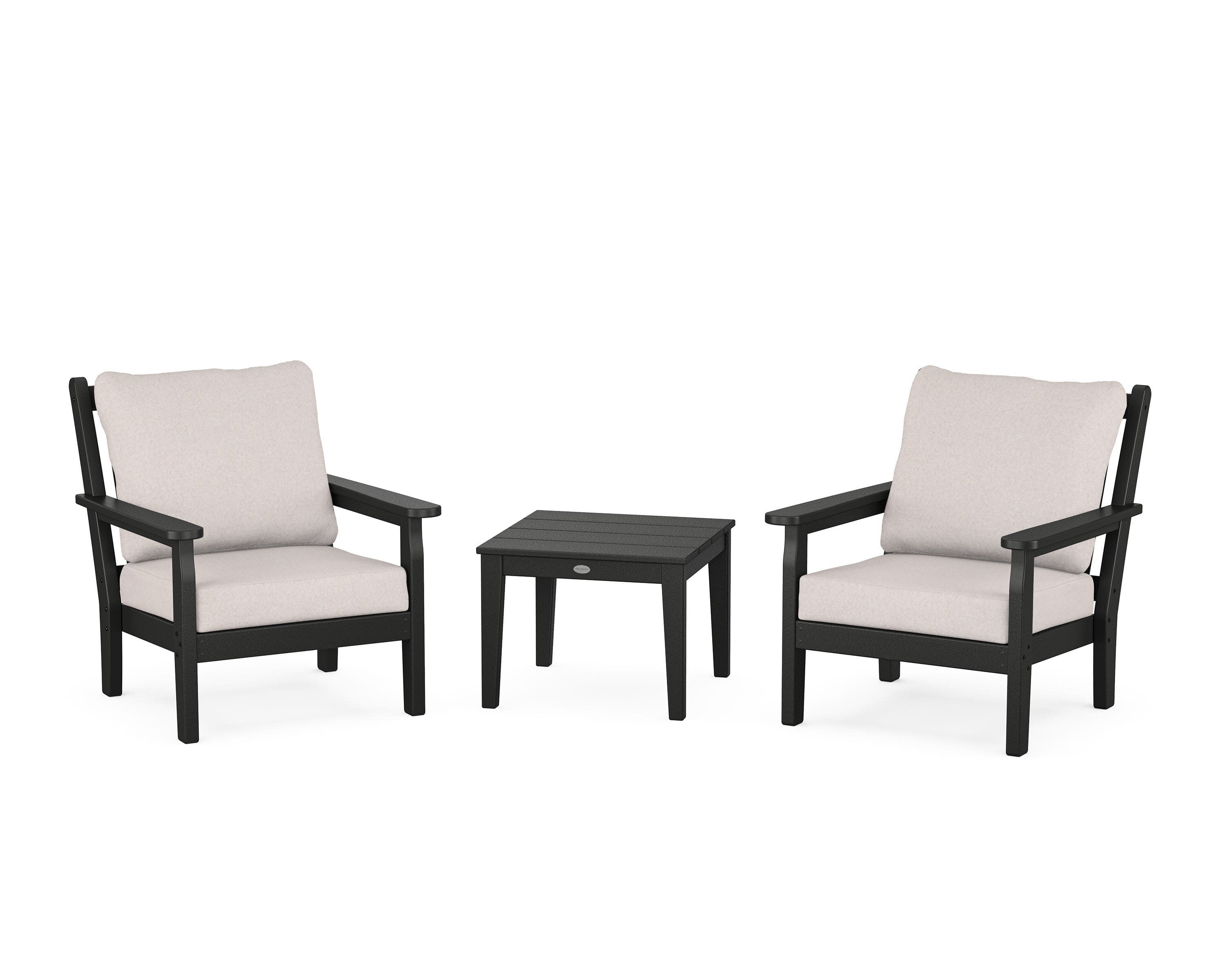 Chippendale 3-Piece Deep Seating Set in Black / Dune Burlap