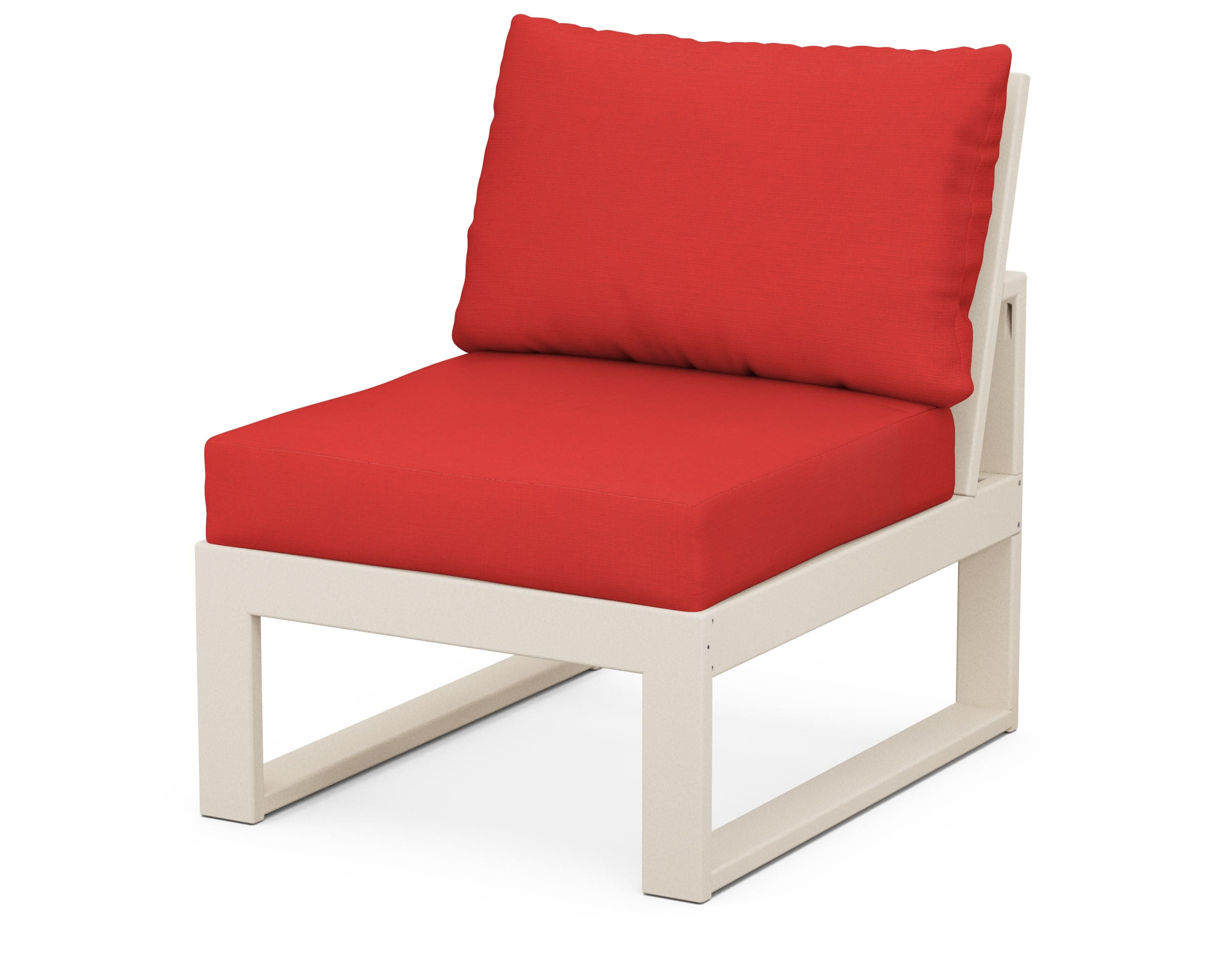 Modular Armless Chair in Sand / Crimson Linen