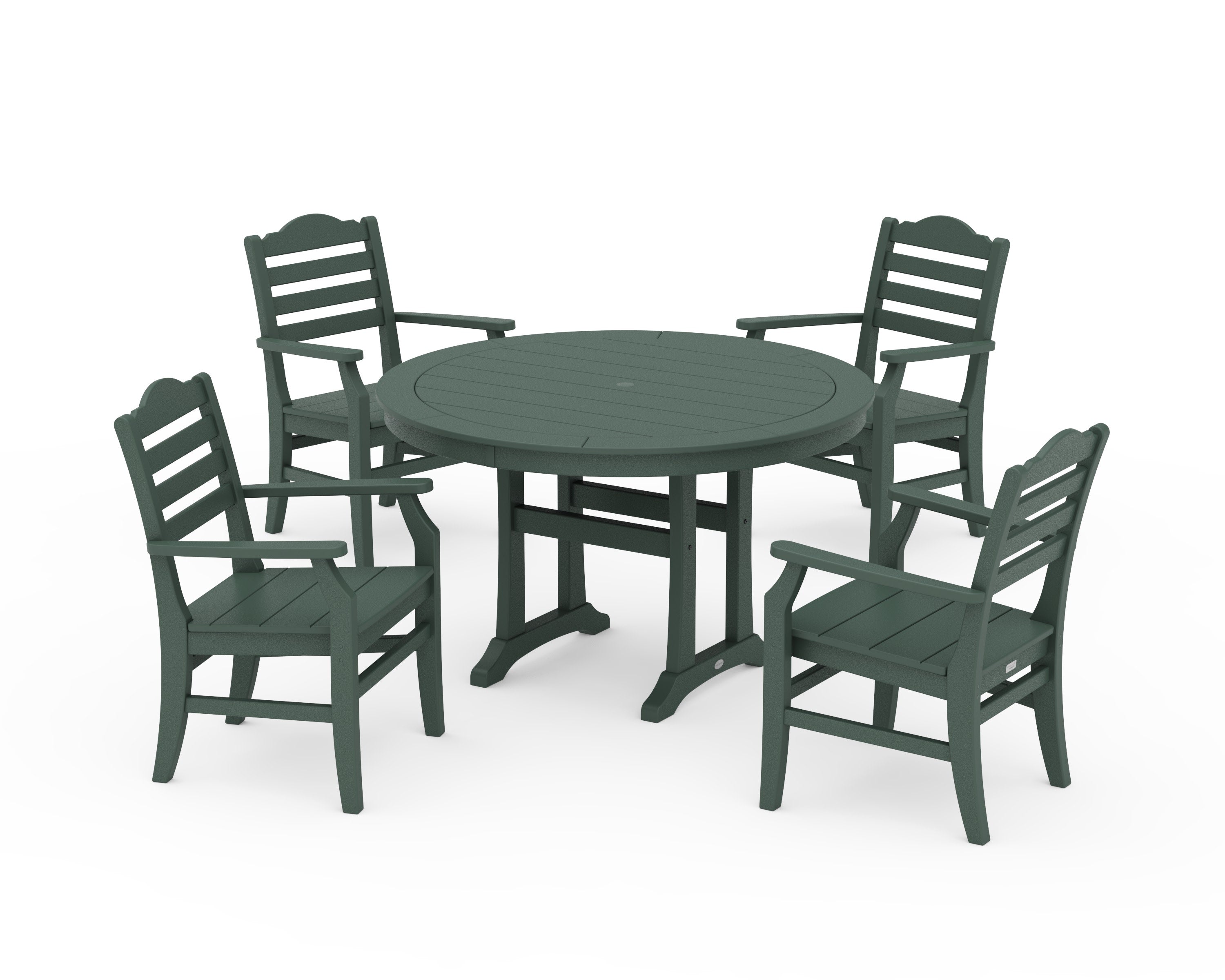 Savannah 5-Piece Round Dining Set with Trestle Legs in Green
