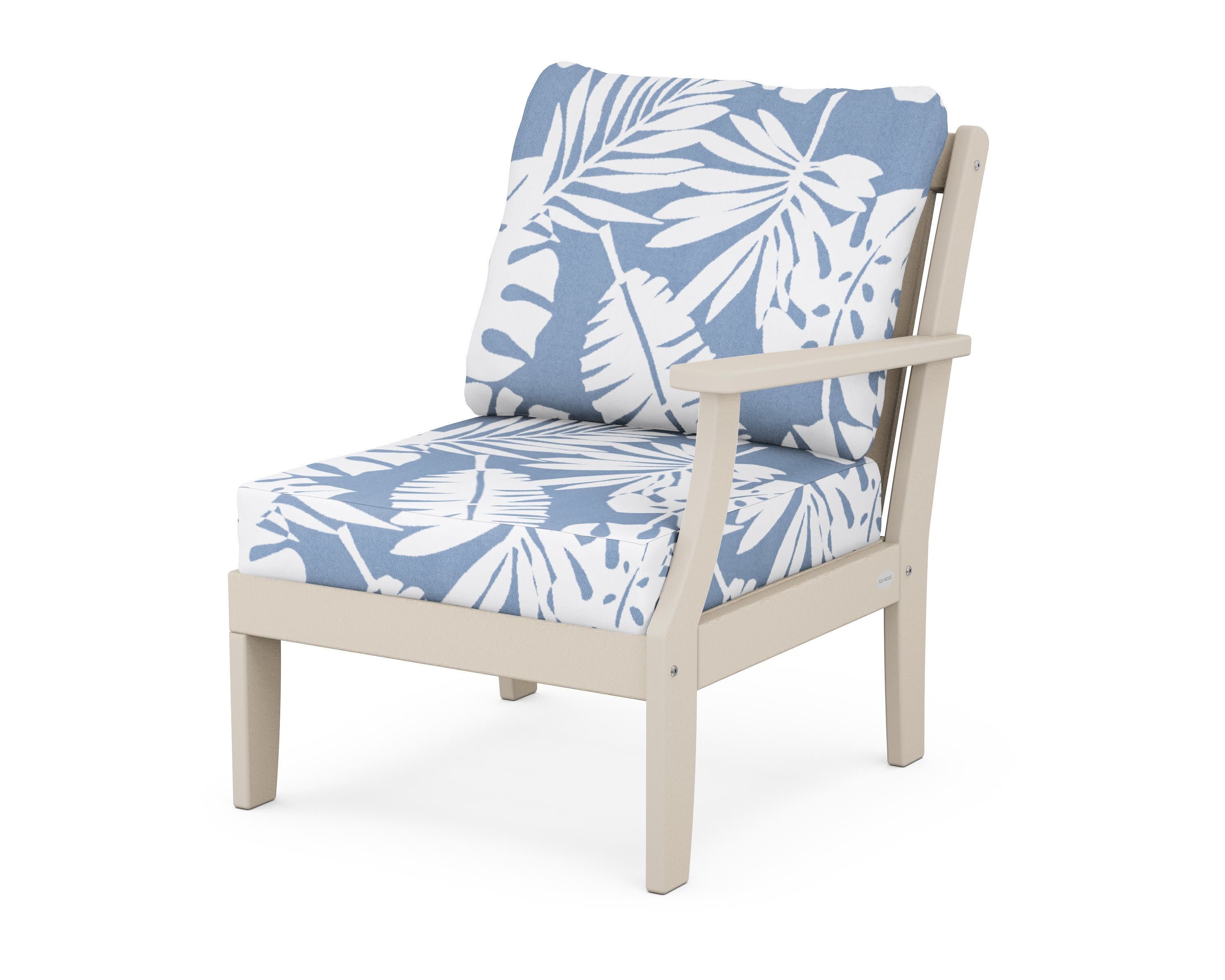 Braxton Modular Right Arm Chair in Sand / Leaf Sky Blue