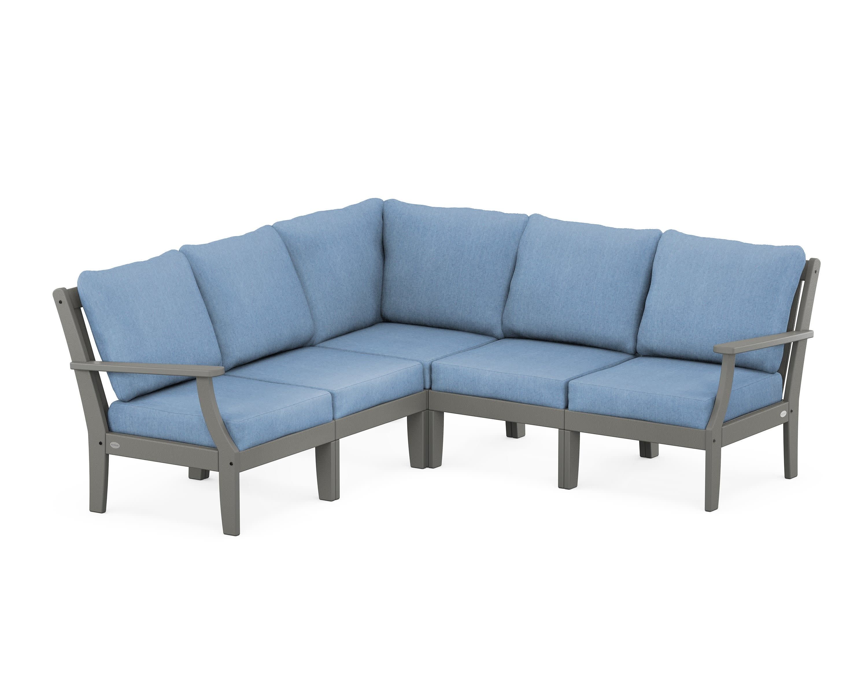 Braxton Modular 5-Piece Deep Seating Set in Slate Grey / Sky Blue