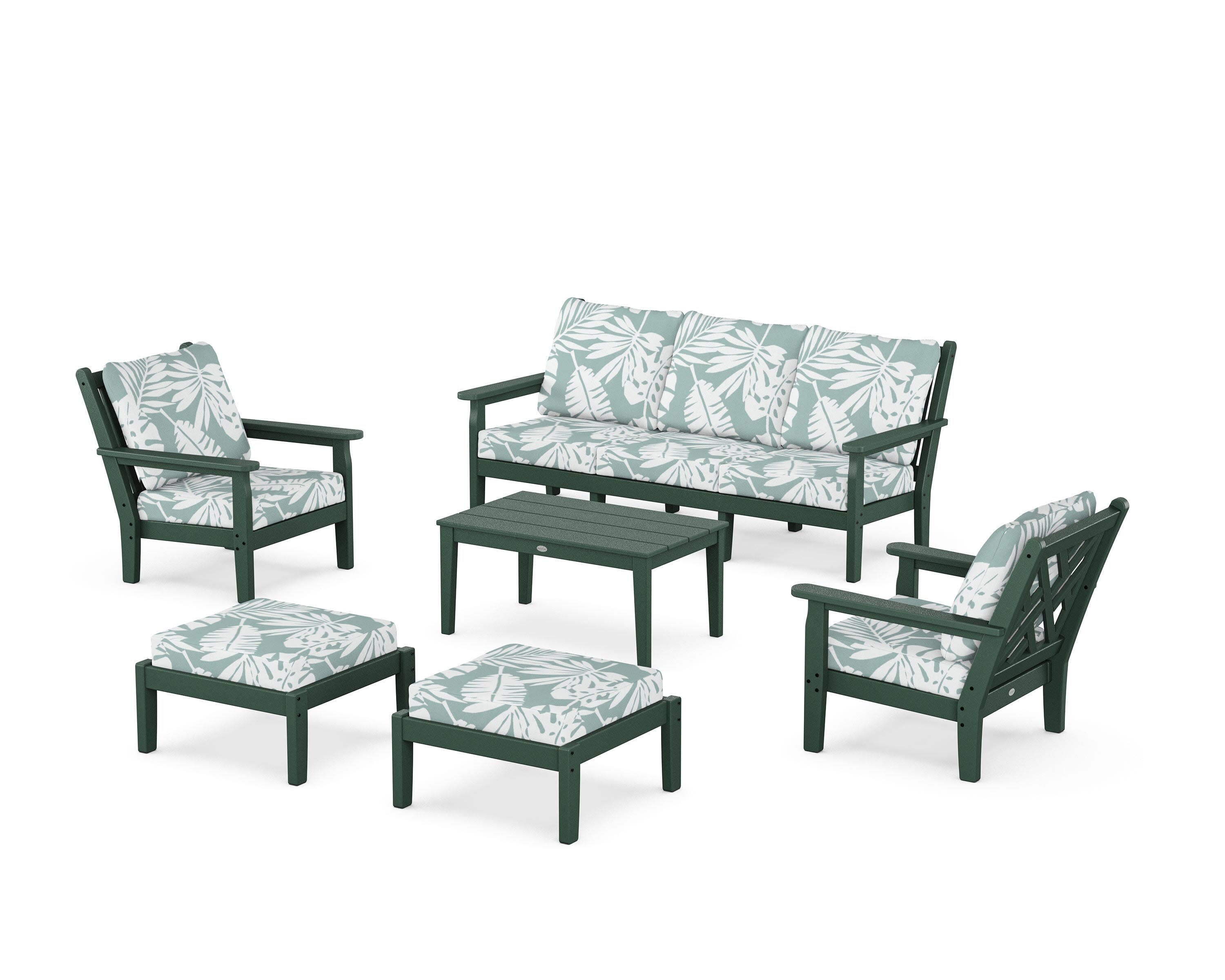 Chippendale 6-Piece Lounge Sofa Set in Green / Leaf Glacier Spa