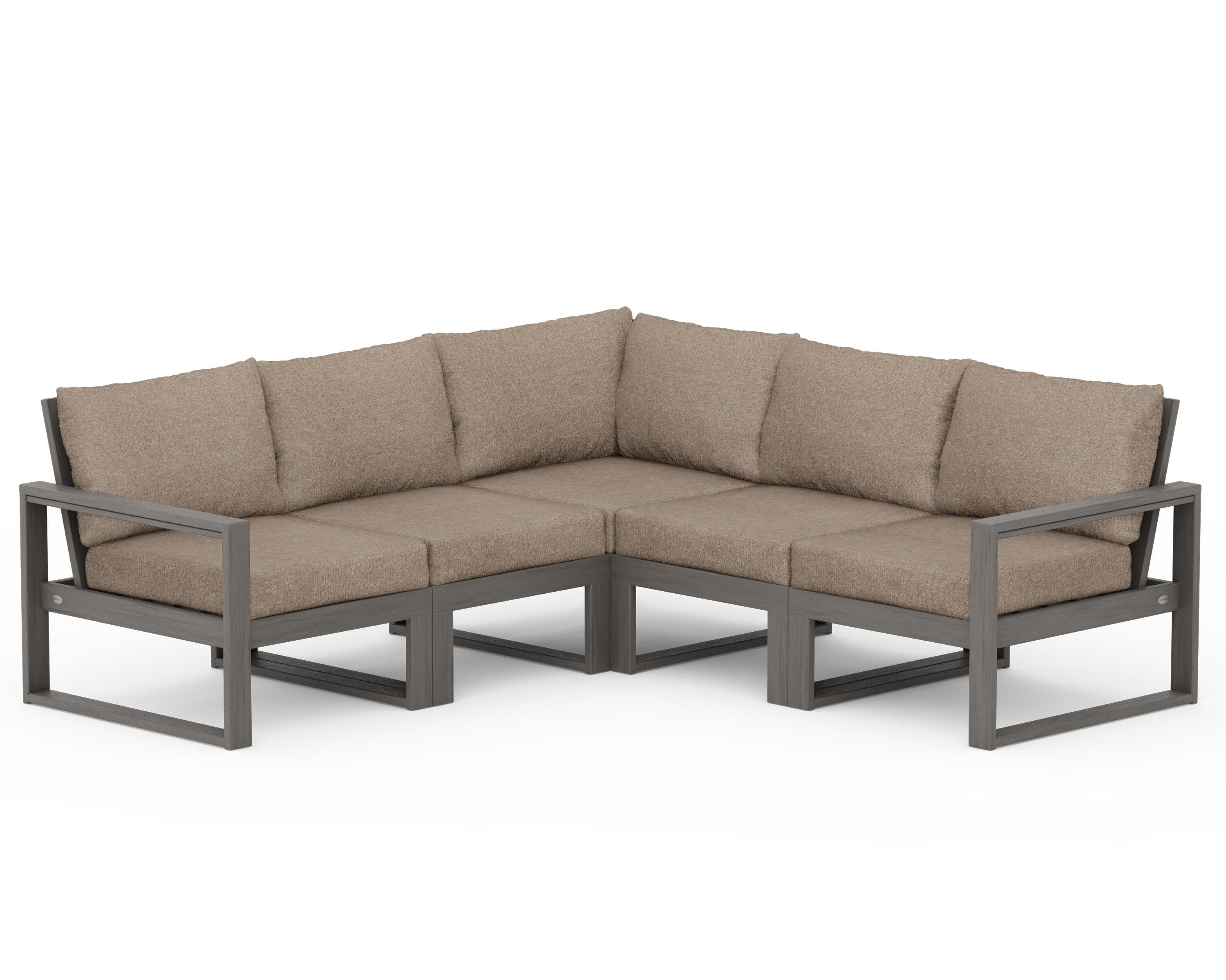 EDGE 5-Piece Modular Deep Seating Set in Driftwood / Spiced Burlap