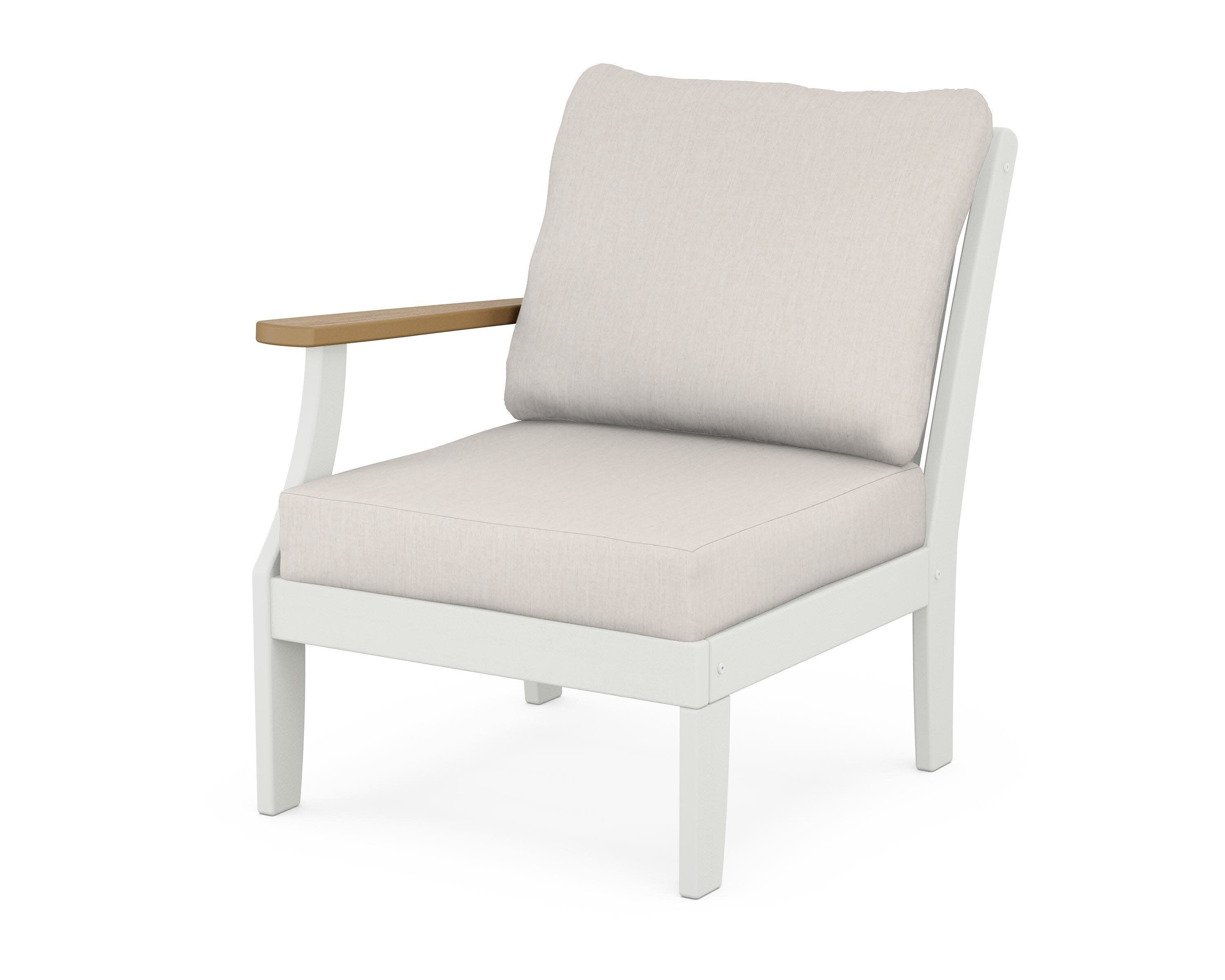Braxton Modular Left Arm Chair in White / Natural / Cast Ash