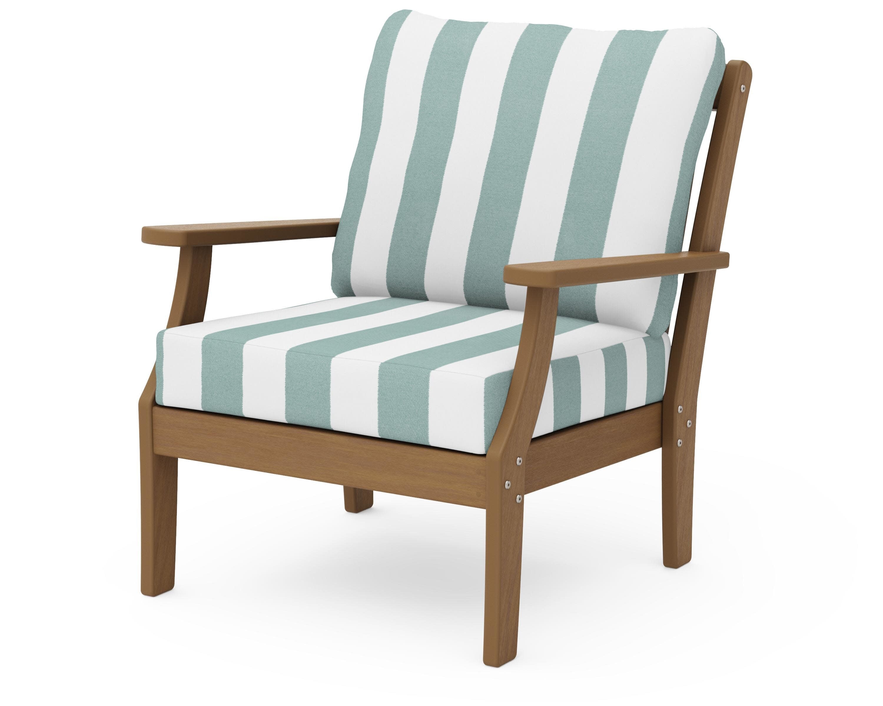 Braxton Deep Seating Chair in Natural / Cabana Stripe Glacier Spa