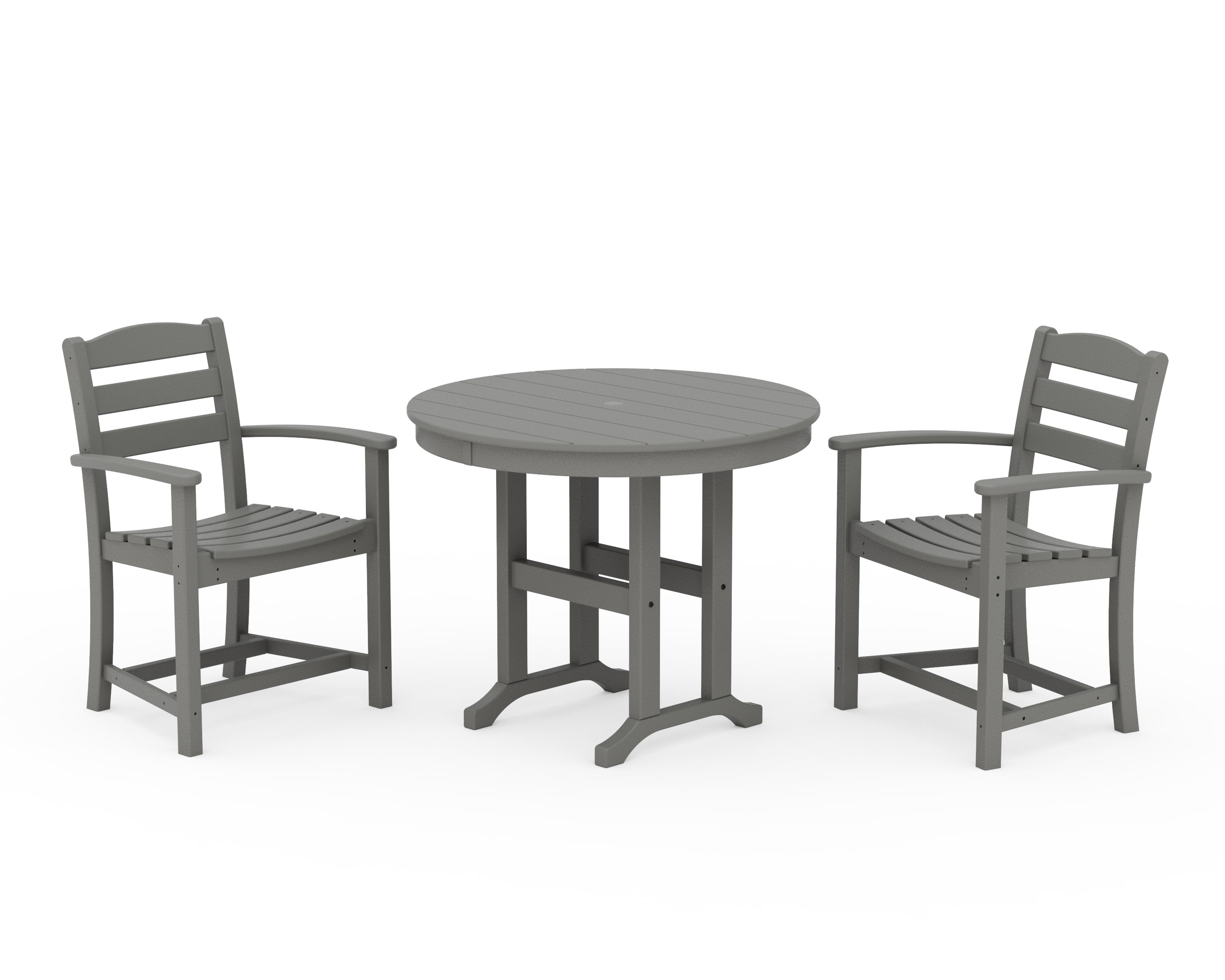 La Casa Caf 3-Piece Round Dining Set in Slate Grey