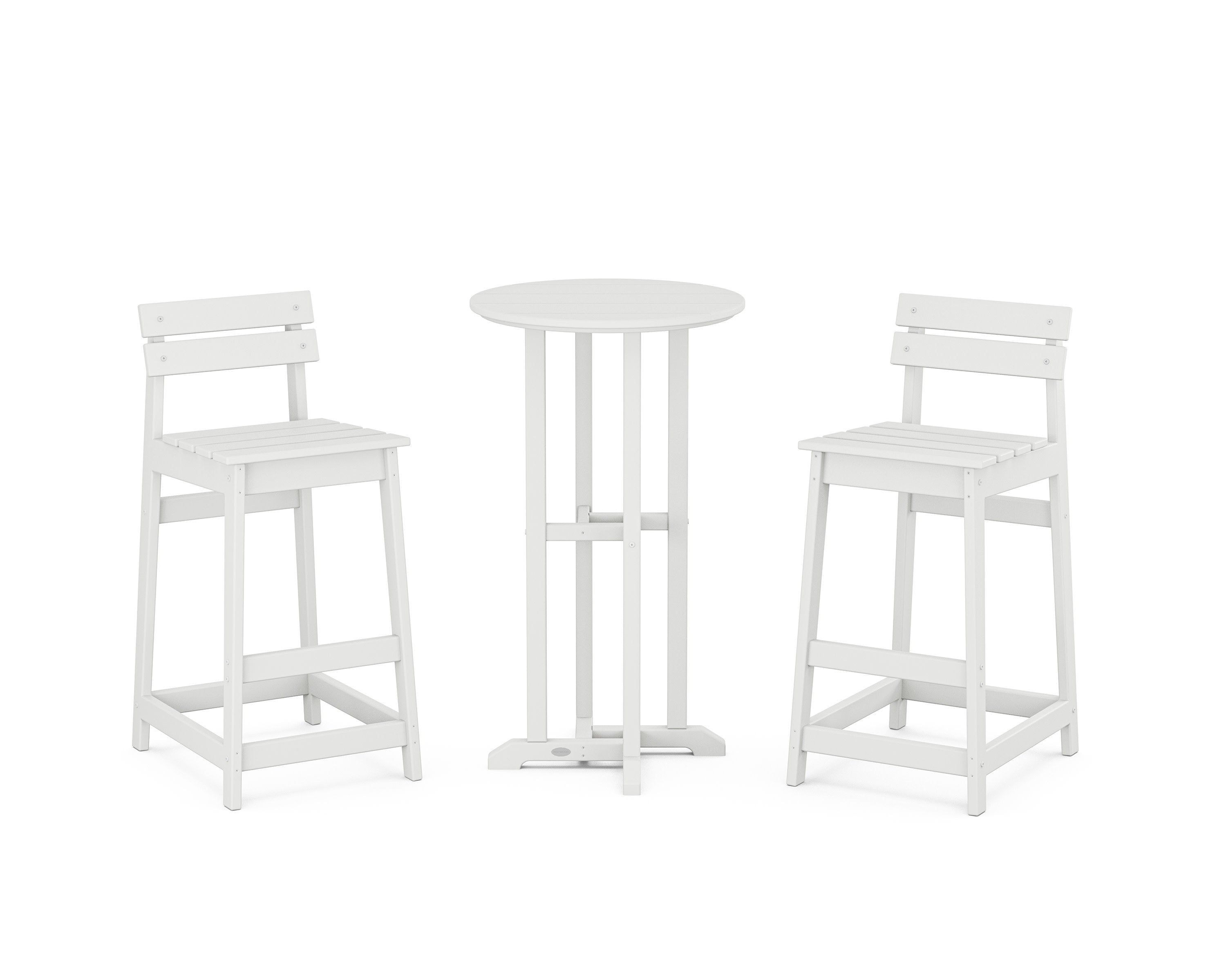 Modern Studio Plaza Lowback Bar Chair 3-Piece Bistro Set in White