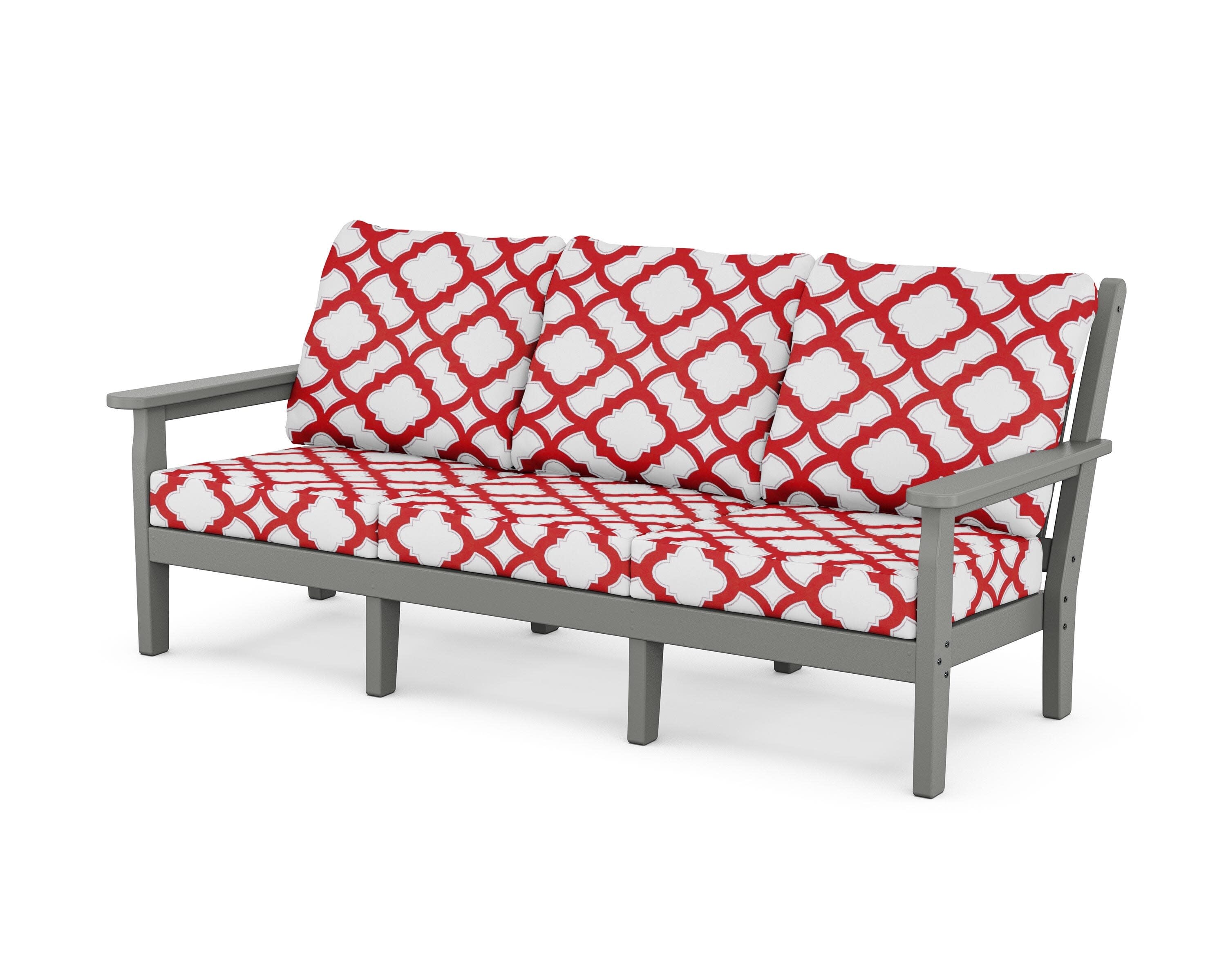 Chippendale Deep Seating Sofa in Slate Grey / Trellis Crimson