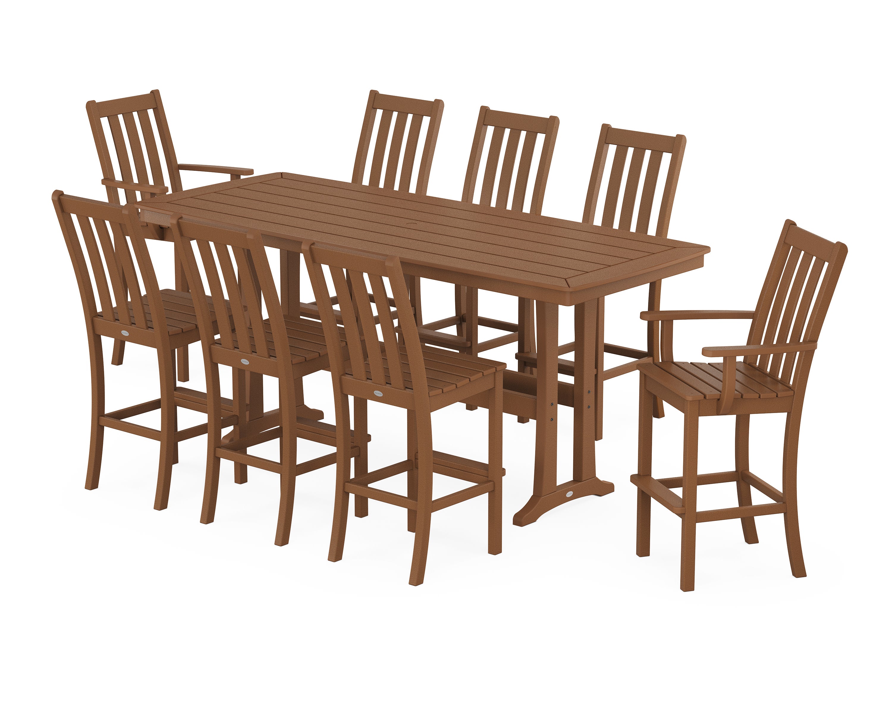 Vineyard 9-Piece Bar Set with Trestle Legs in Teak