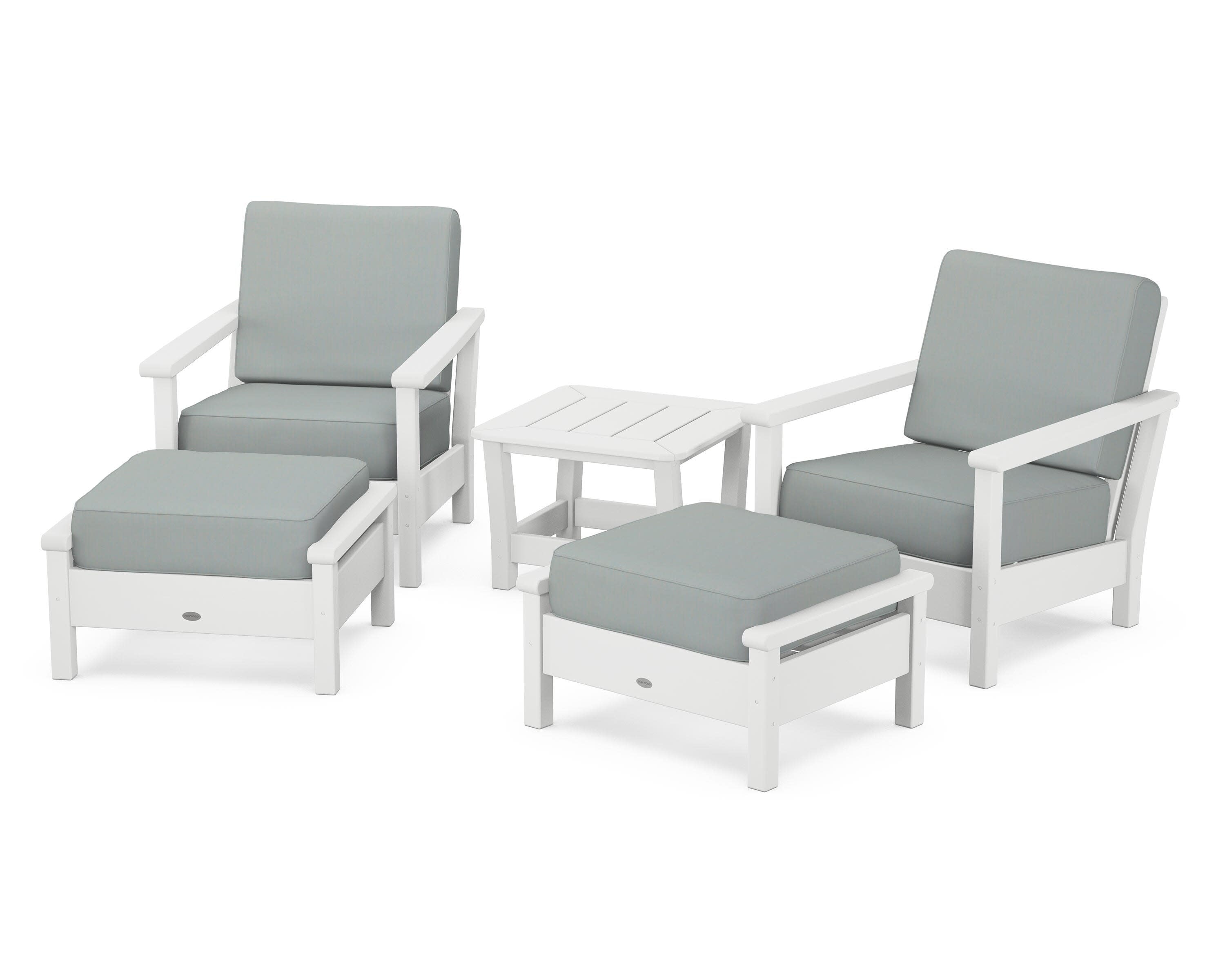 Harbour 5-Piece Deep Seating Chair Set in White / Spa