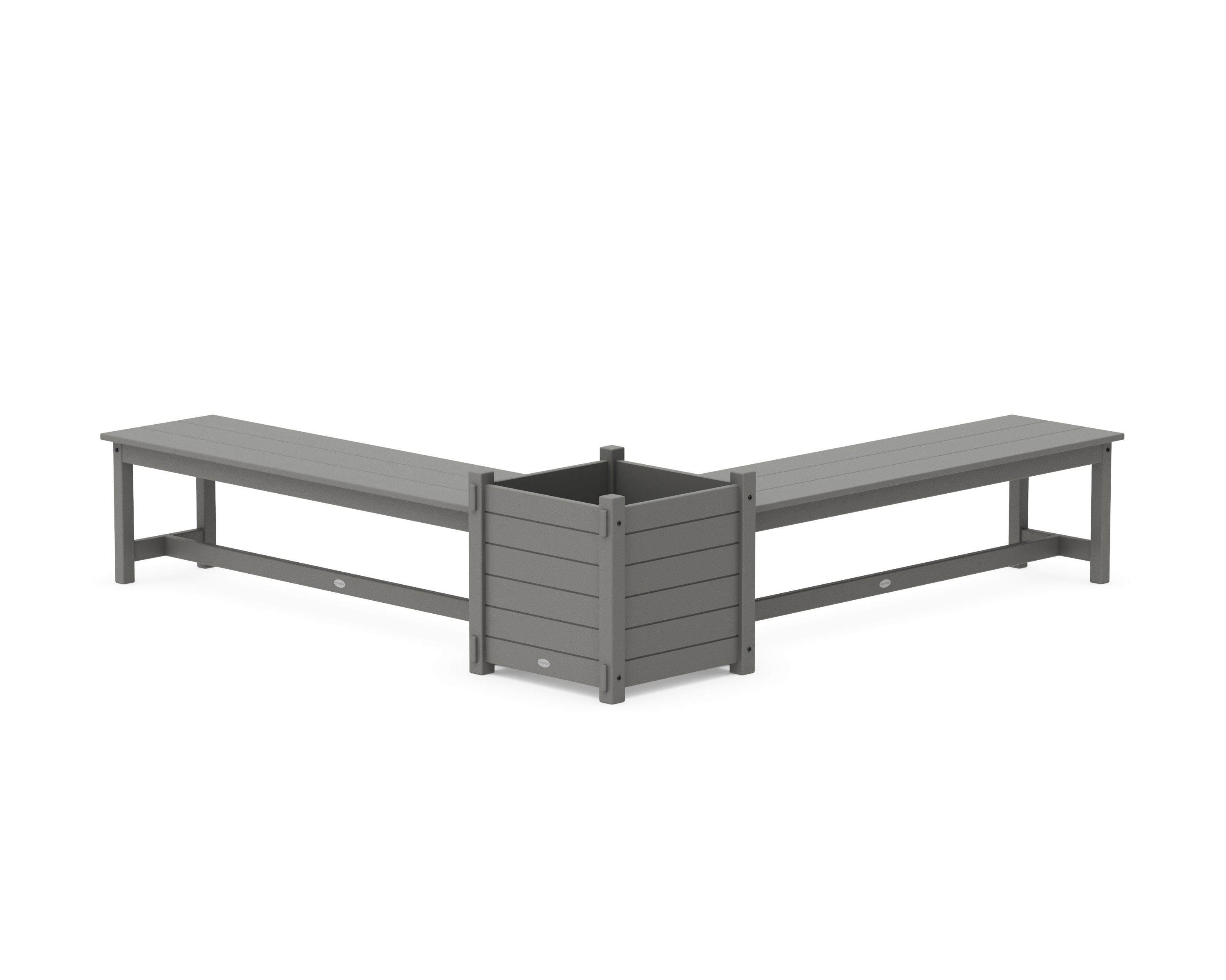 60" Nautical L- Shaped Planter Bench Set- Large in Slate Grey