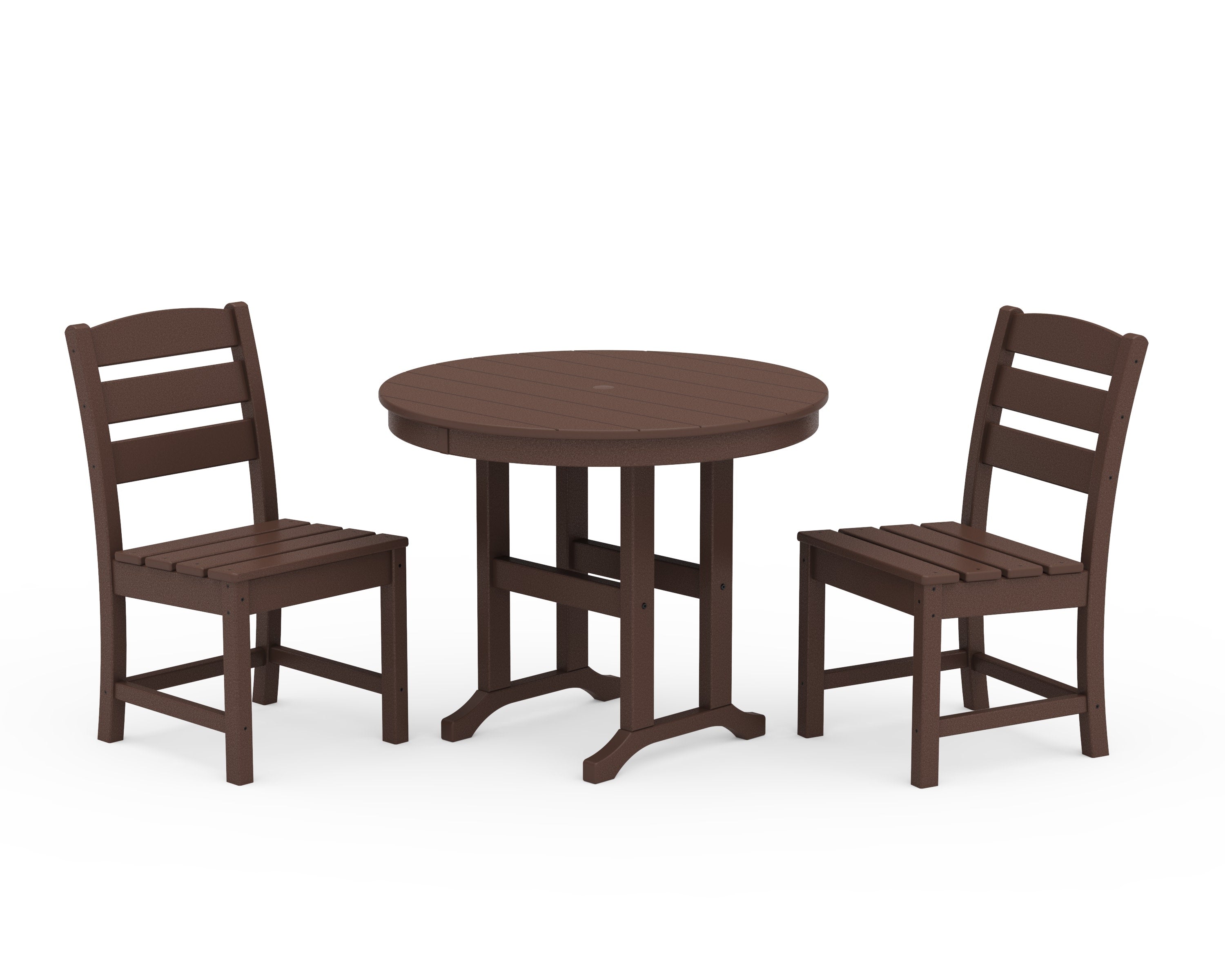 Lakeside Side Chair 3-Piece Round Dining Set in Mahogany