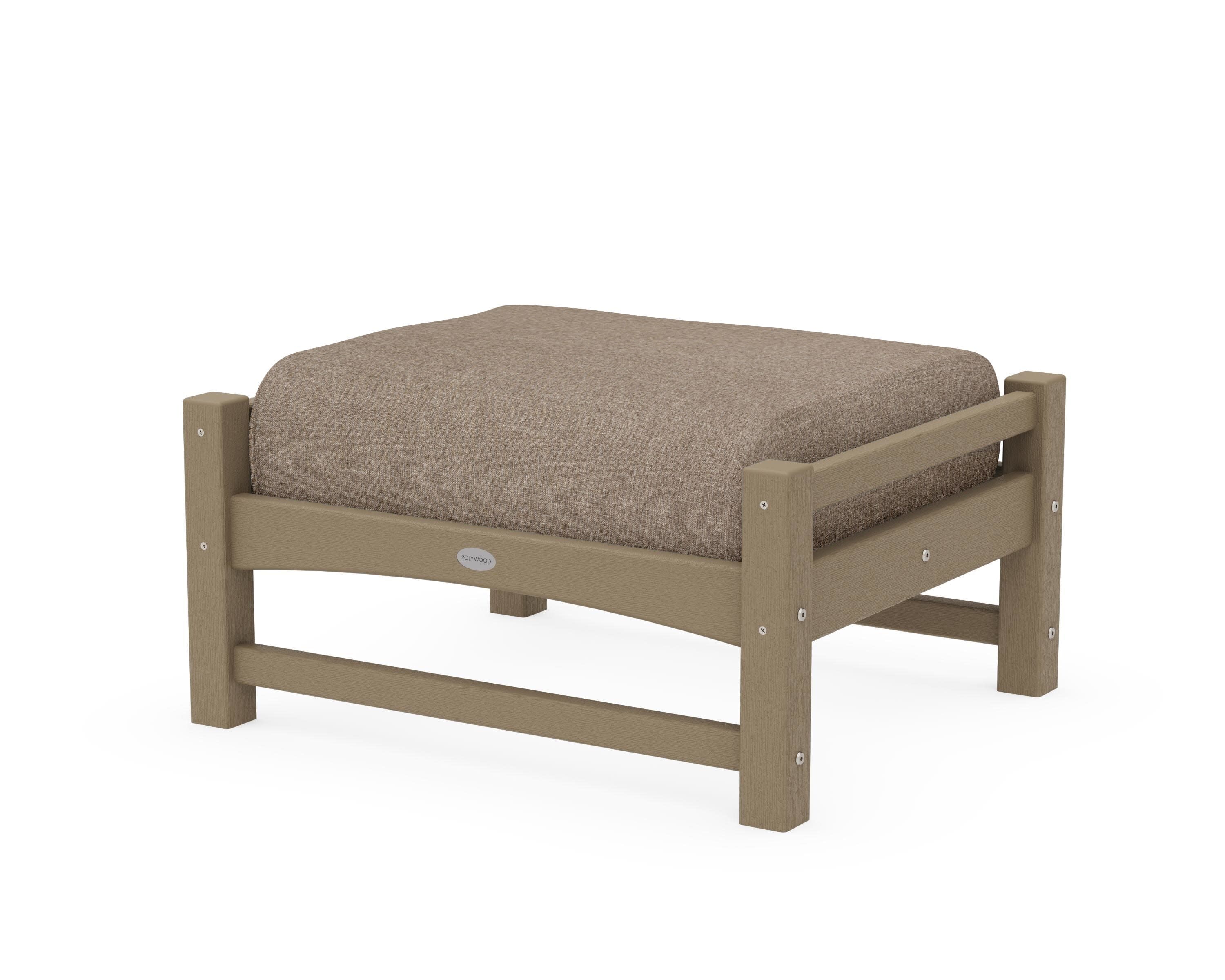 Club Ottoman in Vintage Sahara / Spiced Burlap