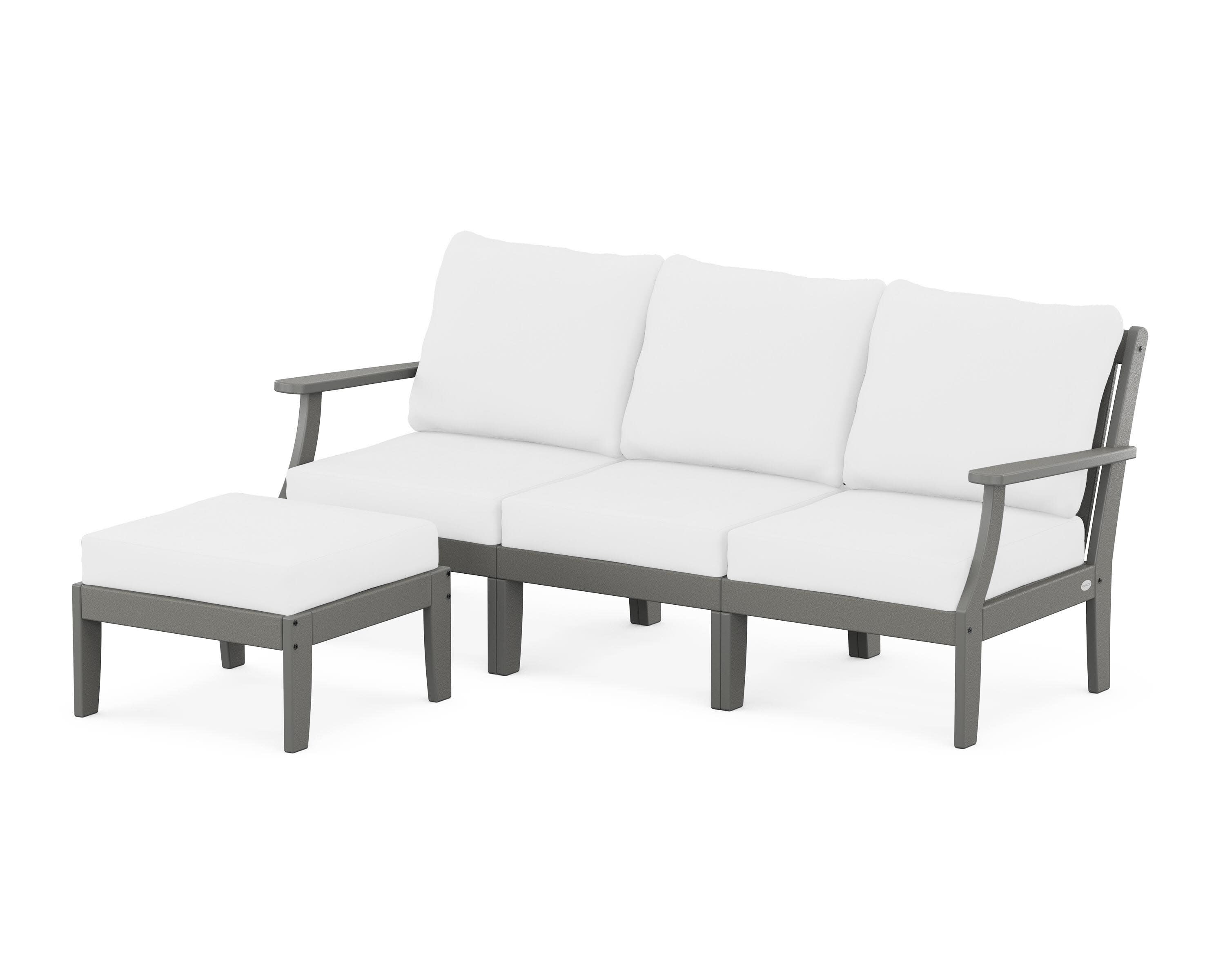 Braxton Modular 4-Piece Deep Seating Set with Ottoman in Slate Grey / Natural