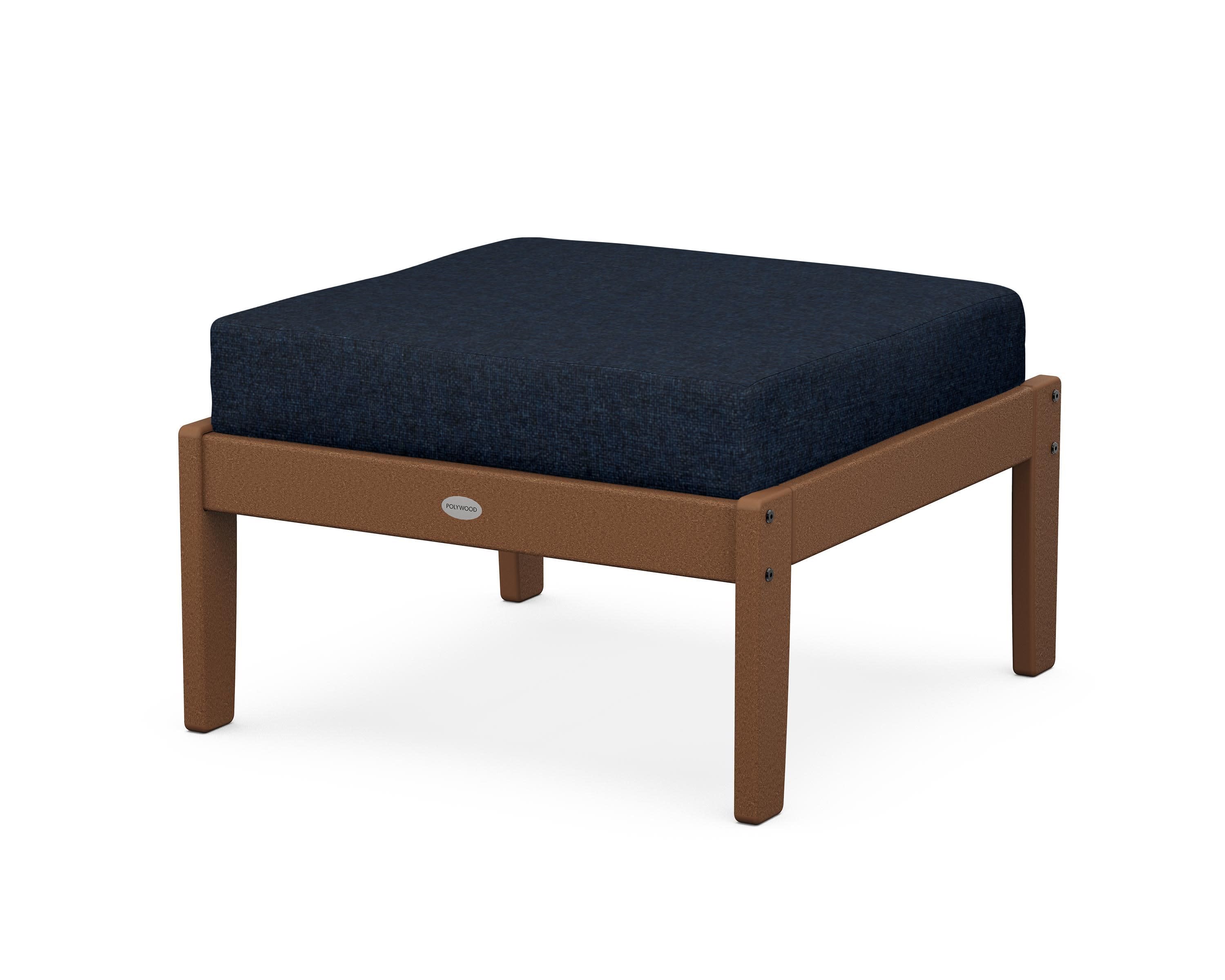 Braxton Deep Seating Ottoman in Teak / Marine Indigo