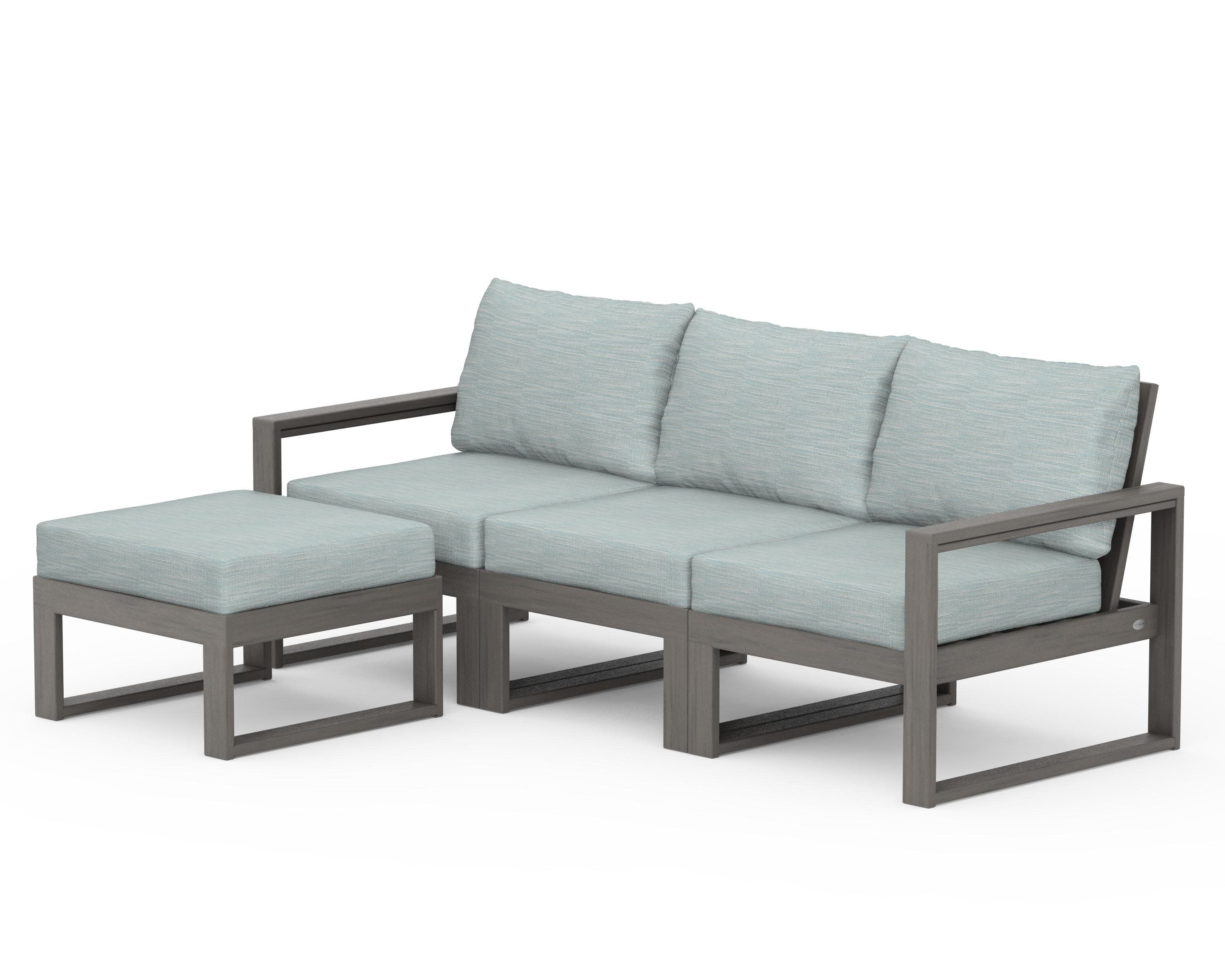 EDGE 4-Piece Modular Deep Seating Set with Ottoman in Driftwood / Soothe Mist